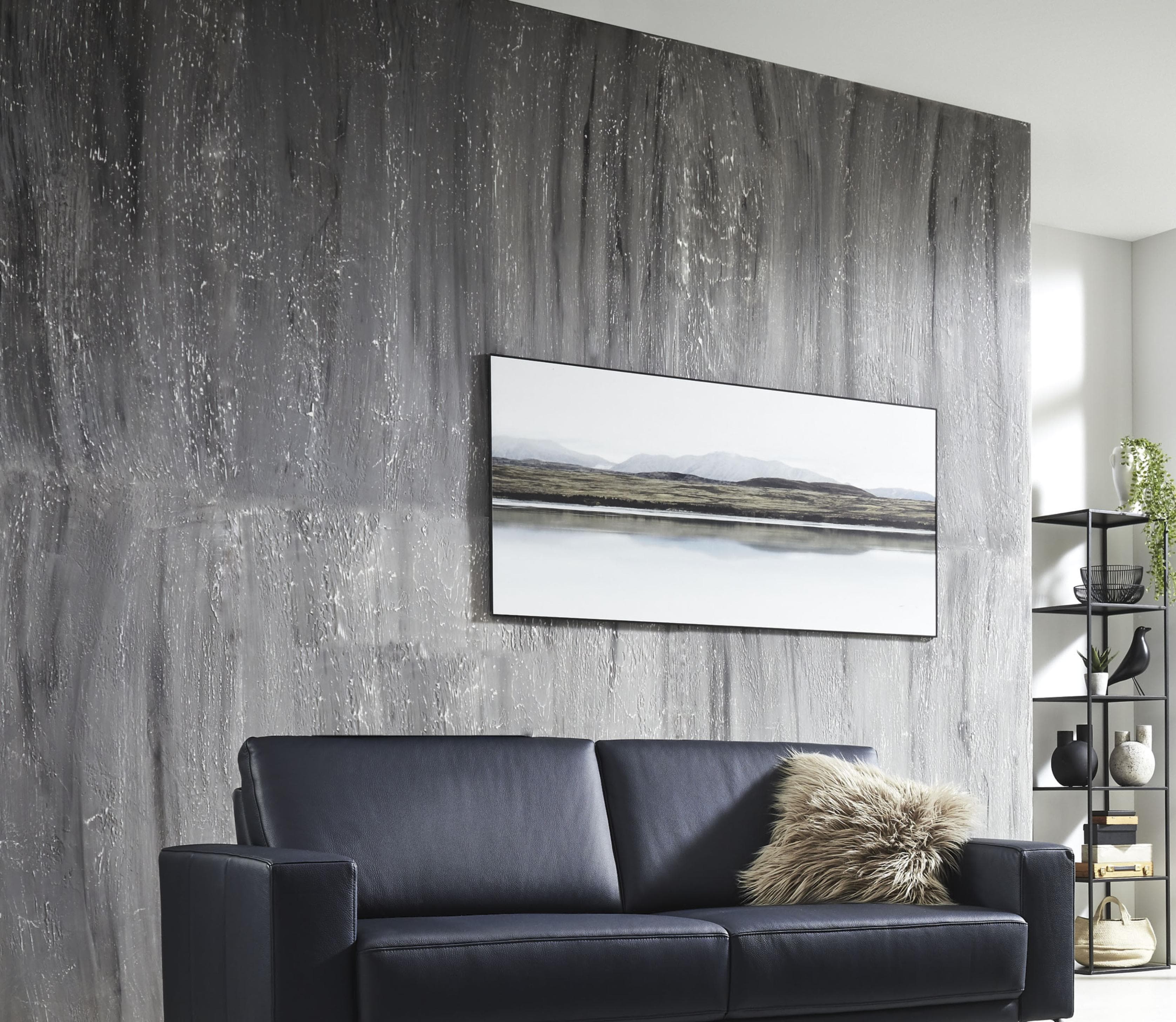 Home Affaire Apiro 2-Sitzer Sofa Blau Dickleder Motorisch