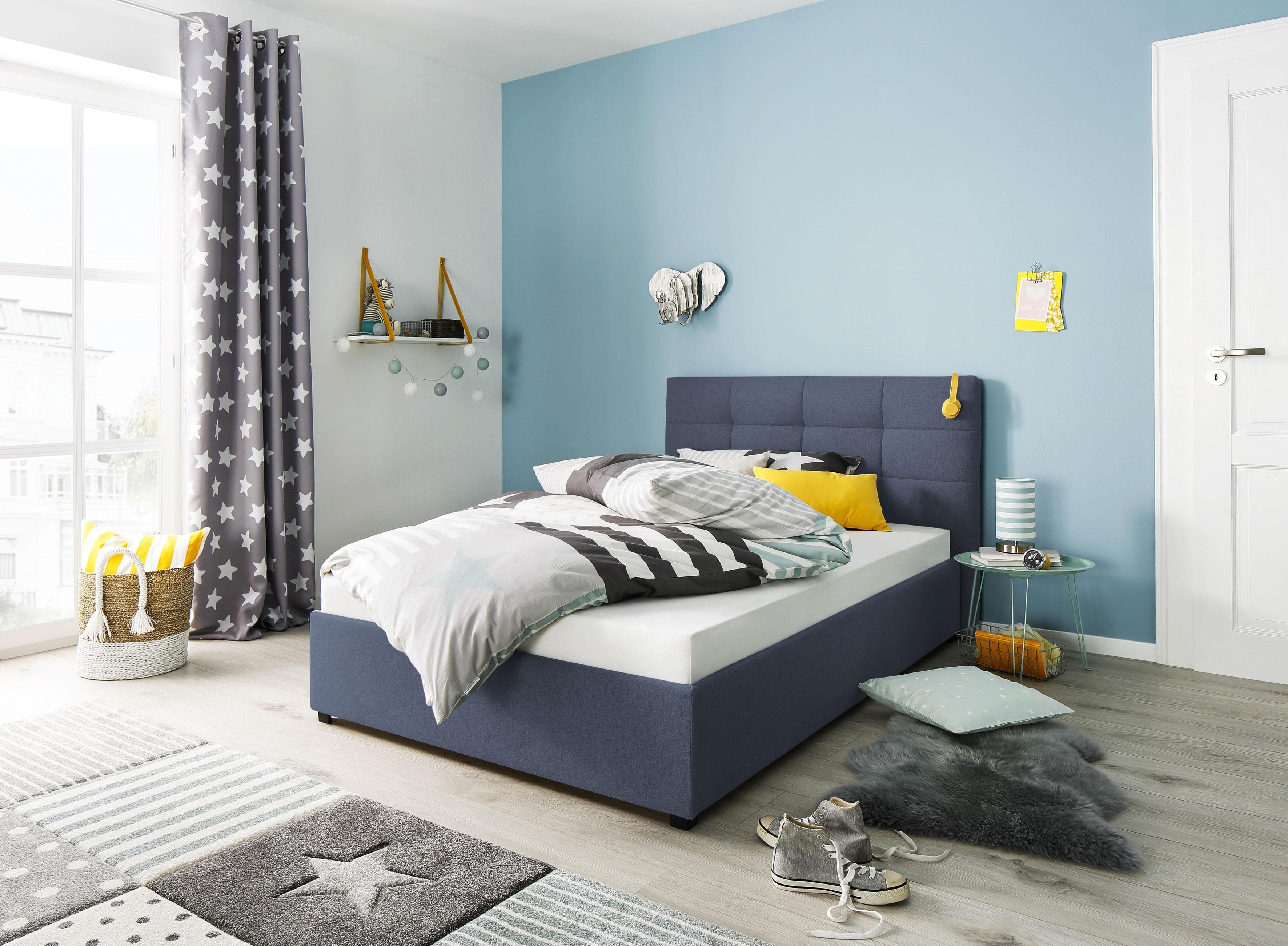 HOME AFFAIRE Polsterbett Endres Blau mit Bettkasten