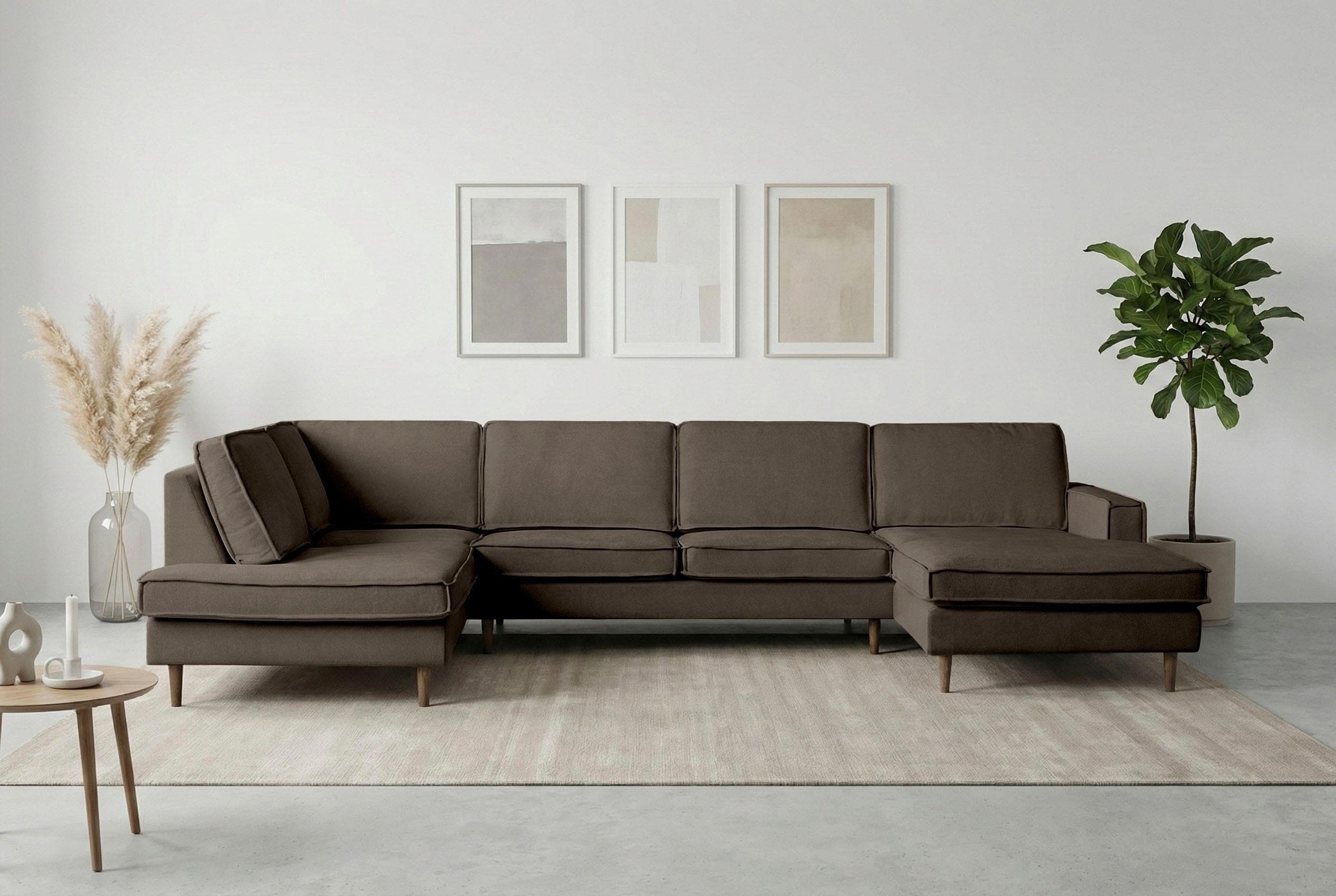 HOME AFFAIRE Pinto Skandi Wohnlandschaft 350 cm U-Form XXL mit Ottomanen