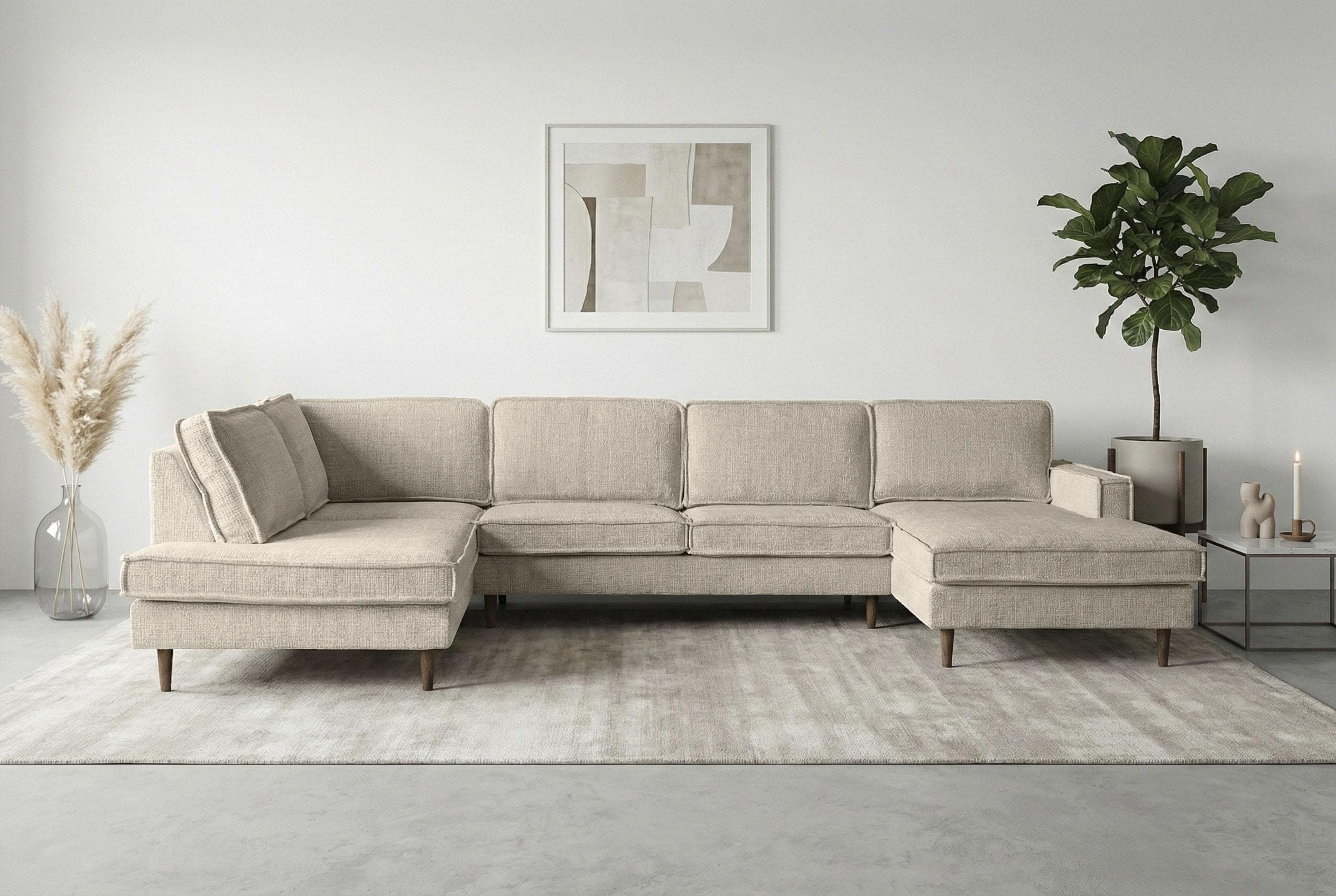 HOME AFFAIRE Wohnlandschaft Pinto Skandi 350 cm U-Form XXL mit Ottomanen