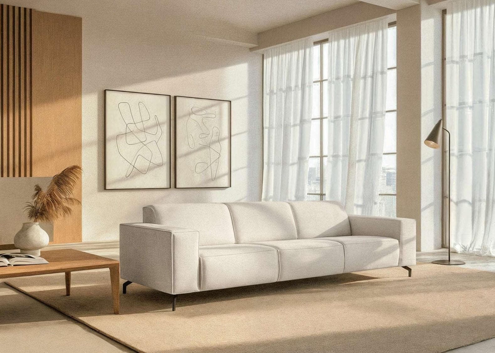 Home Affaire 3-Sitzer Sofa Lorcan 257 cm Lederoptik Natur