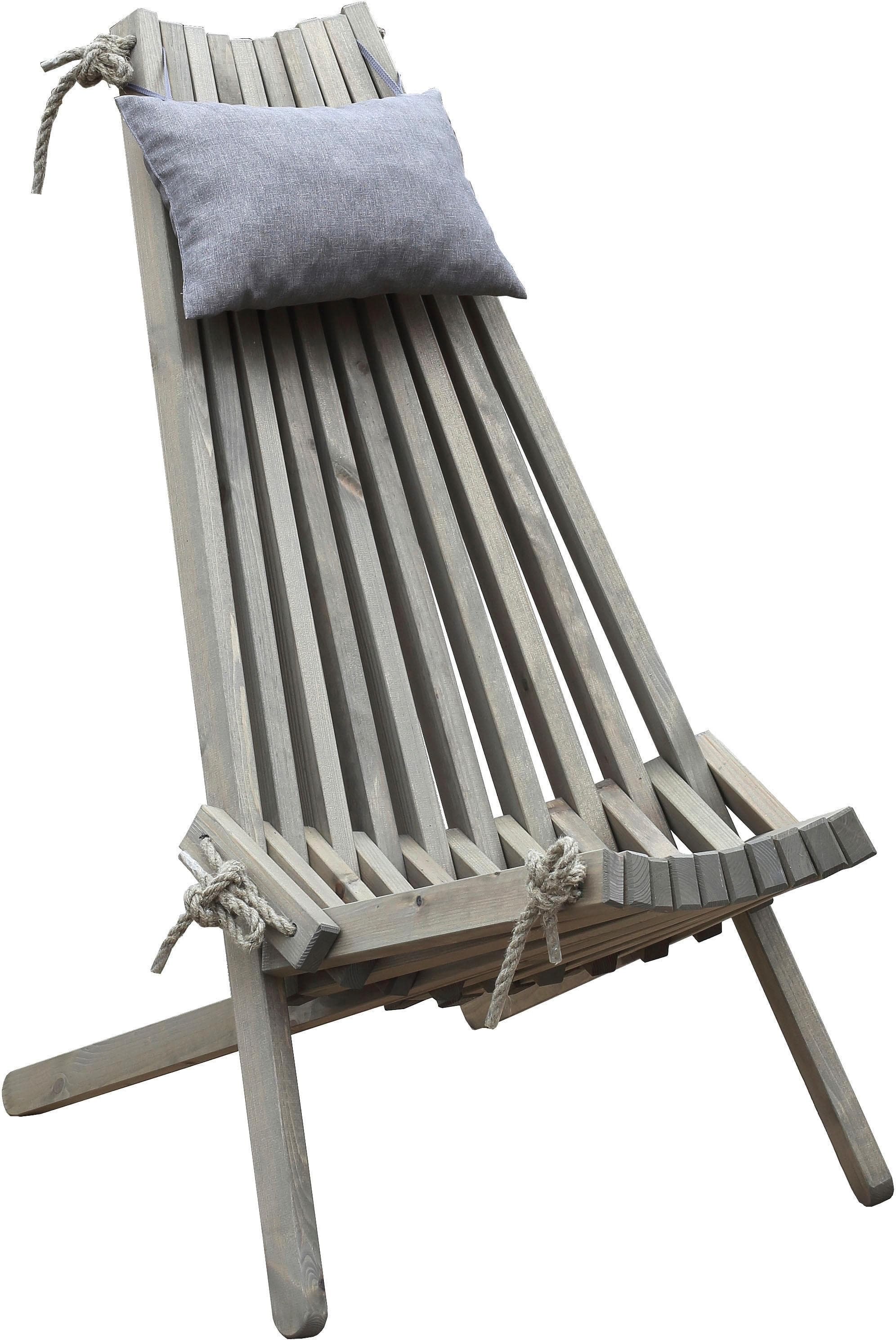 Klappbarer Relaxsessel aus Kiefernholz grau - Outdoor Lounge Sessel