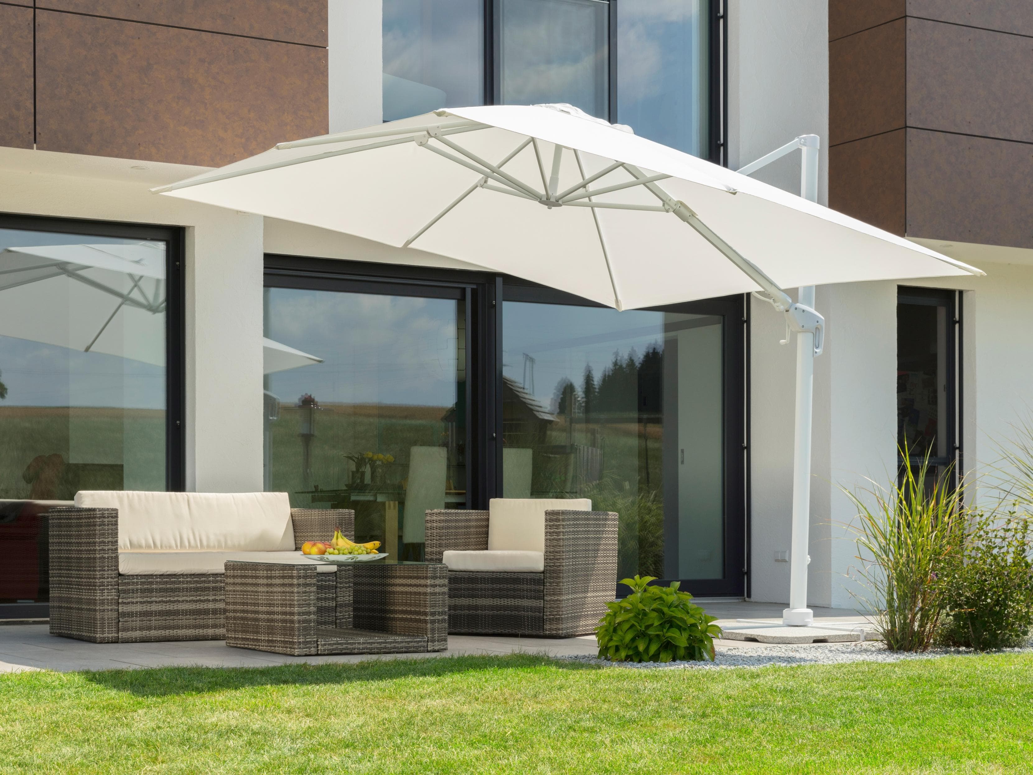 Ampelschirm SCHNEIDER SCHIRME Rhodos Twist Bianco Weiß 300 cm