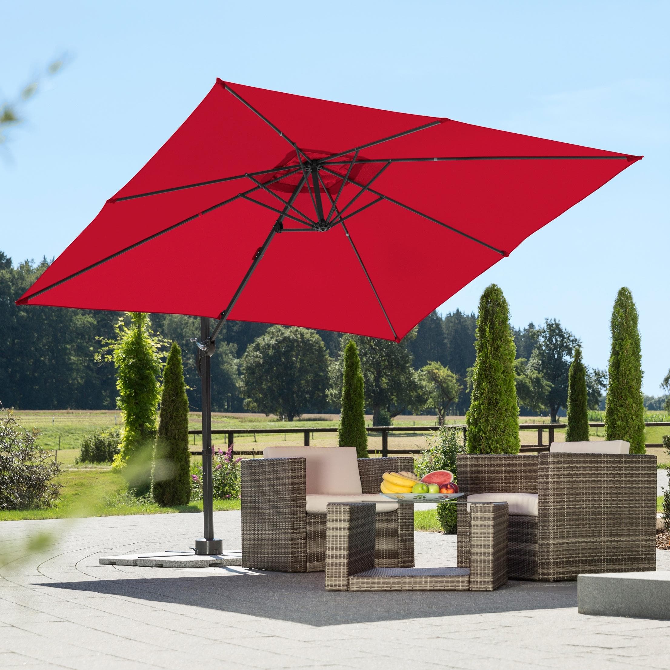 Schneider Schirme Rhodos Junior Ampelschirm Rot Quadratisch
