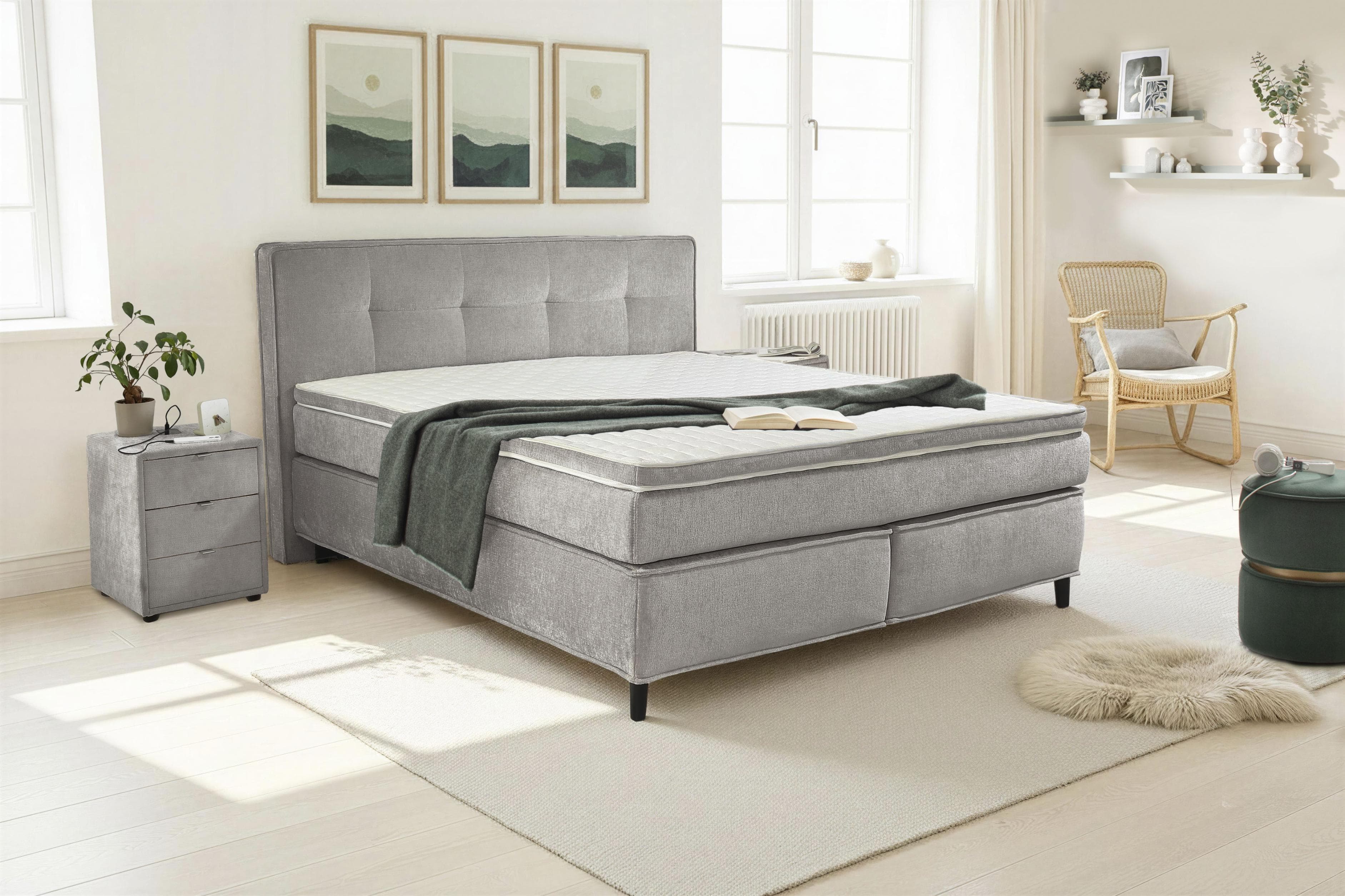 Jockenhöfer Boxspringbett Capello 7-Zonen-Tonnentaschen-Federkernmatratze