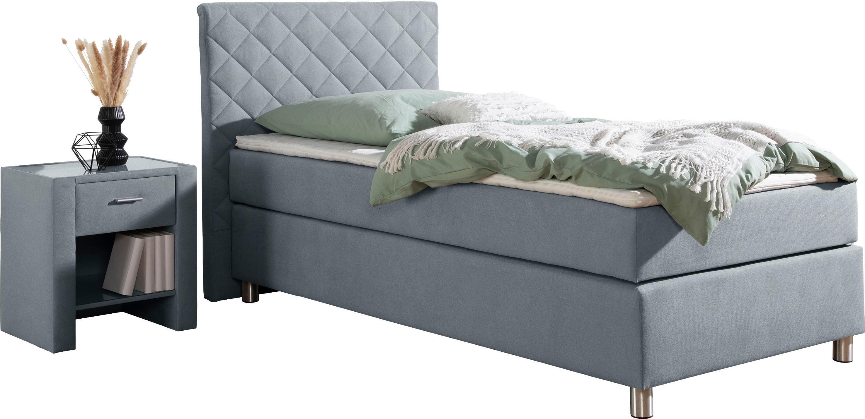 Home Affaire Boxspringbett Bernard Blau mit Topper und H4 Matratze