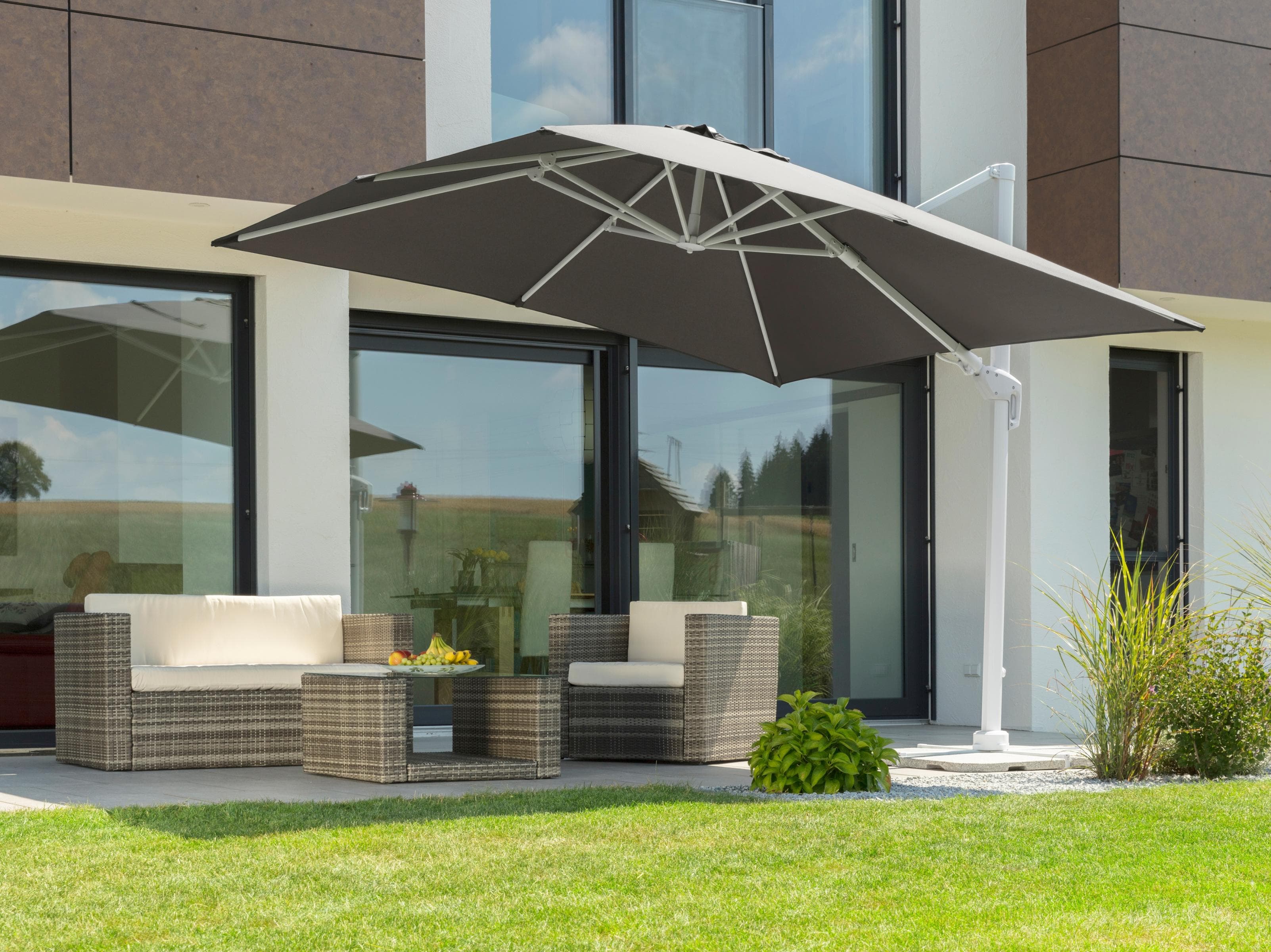 Ampelschirm Schneider Schirme Rhodos Twist Bianco Grau Polyester 300 cm