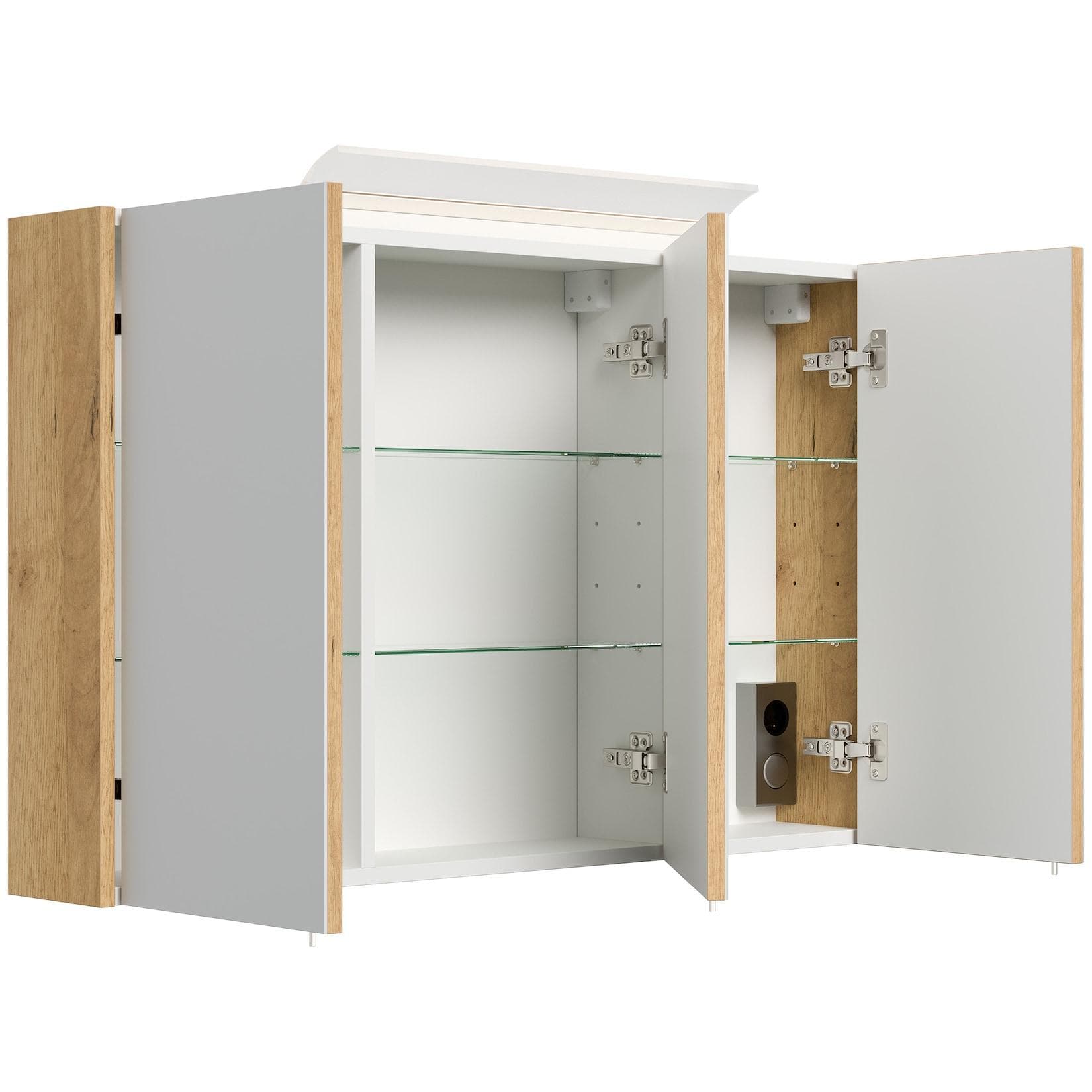 Posseik Spiegelschrank 120cm Weiß Hochglanz mit LED-Lampe