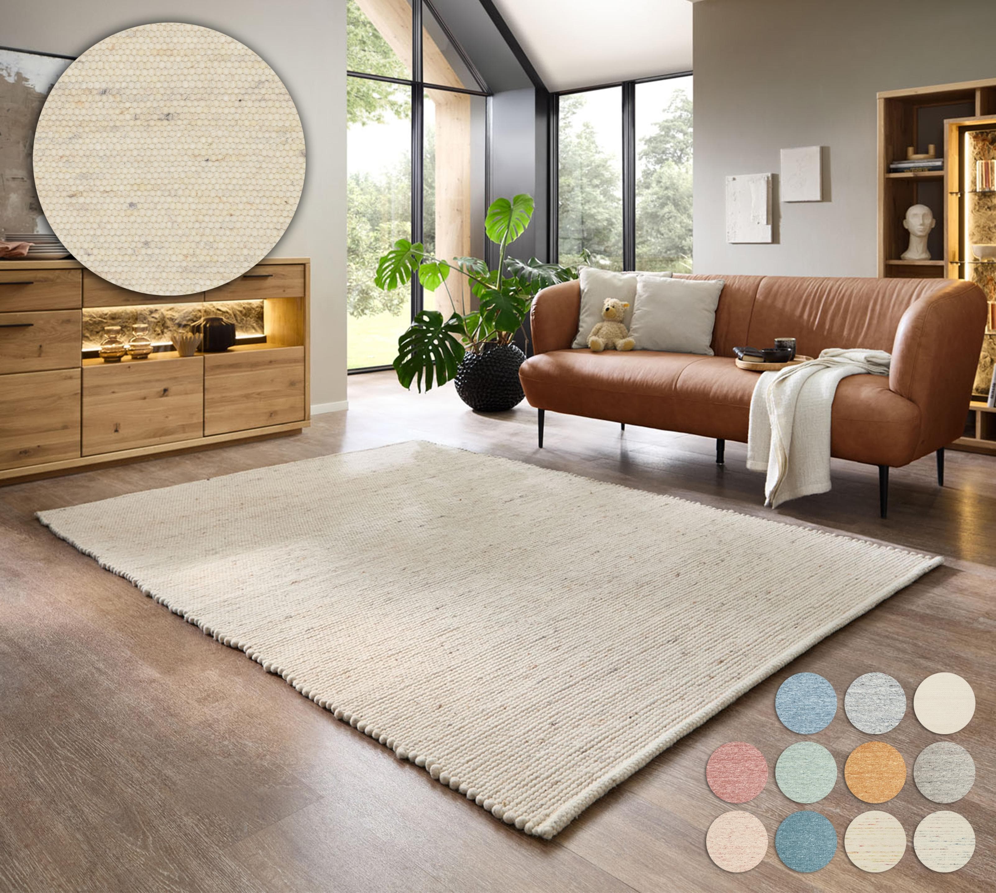 My Home Pirker Wollteppich: Handgewebt, Meliert, Scandi Design