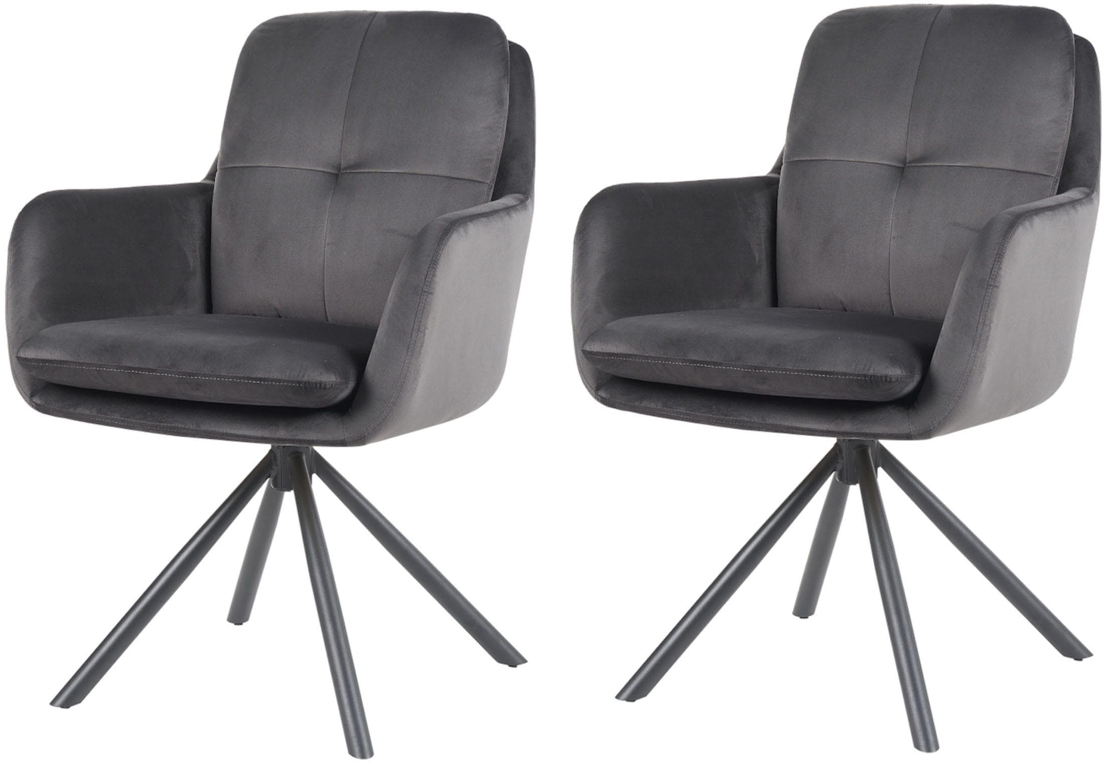 Armlehnstuhl HELA PARMA Dunkelgrau Schwarz 360 drehbar