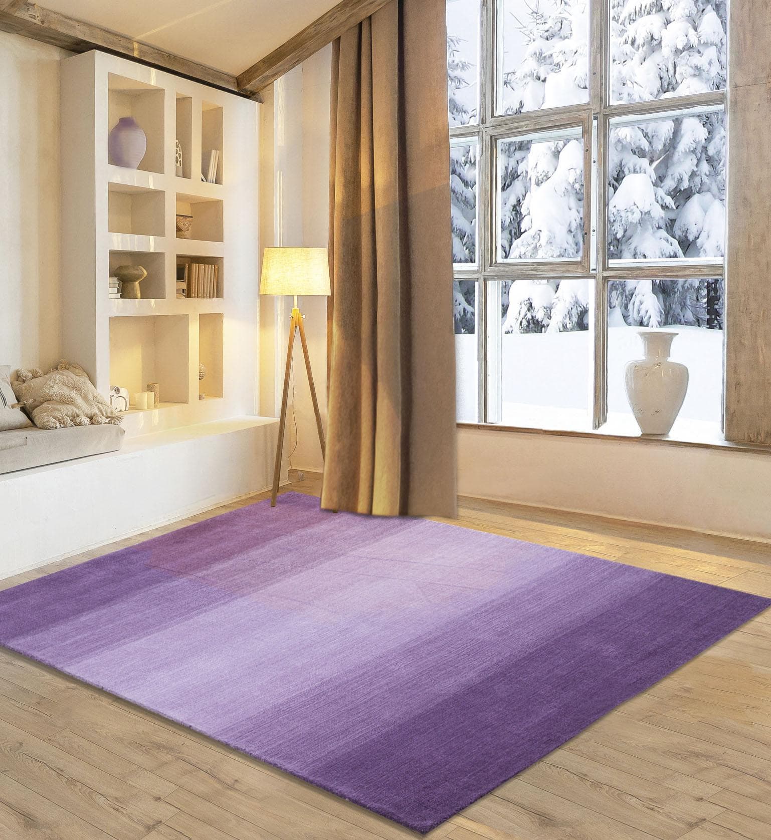 OTTO HOME Wollteppich Lessach Lila Handgewebt Modern
