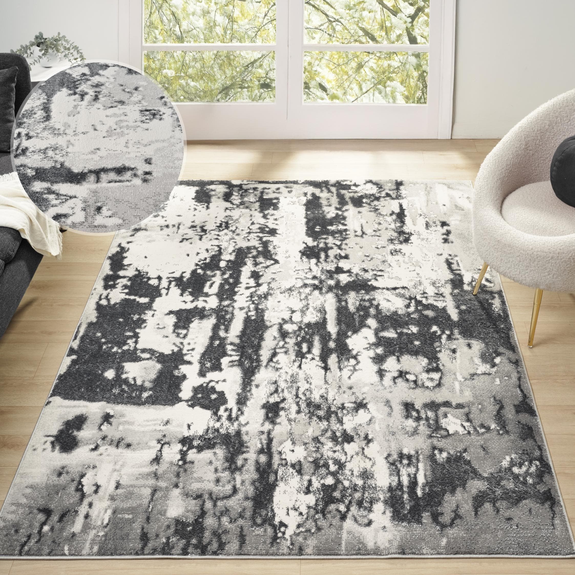 Vintage Landhaus Teppich in Grau, 200x300 cm