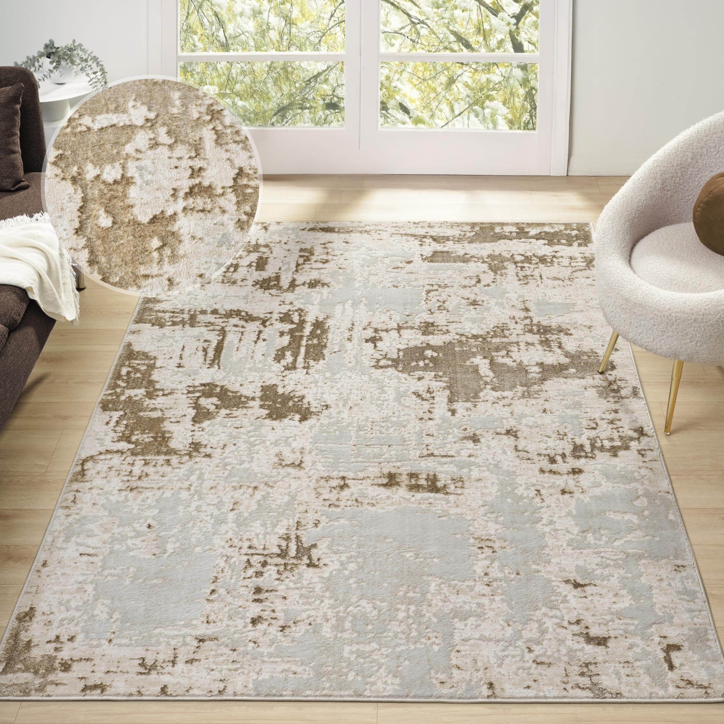 Vintage Landhaus Teppich in Beige, 160x230 cm