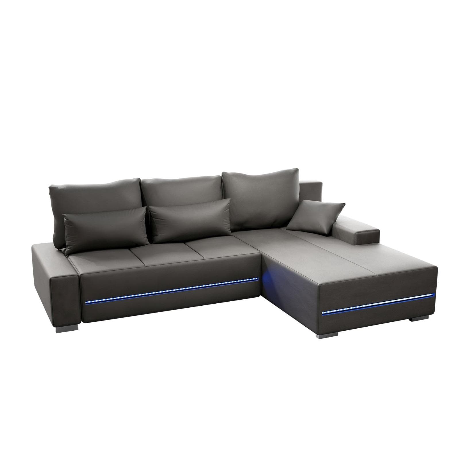 Juskys Sofa Davos Rechts Ecksofa Hellgrau Samt mit Schlaffunktion