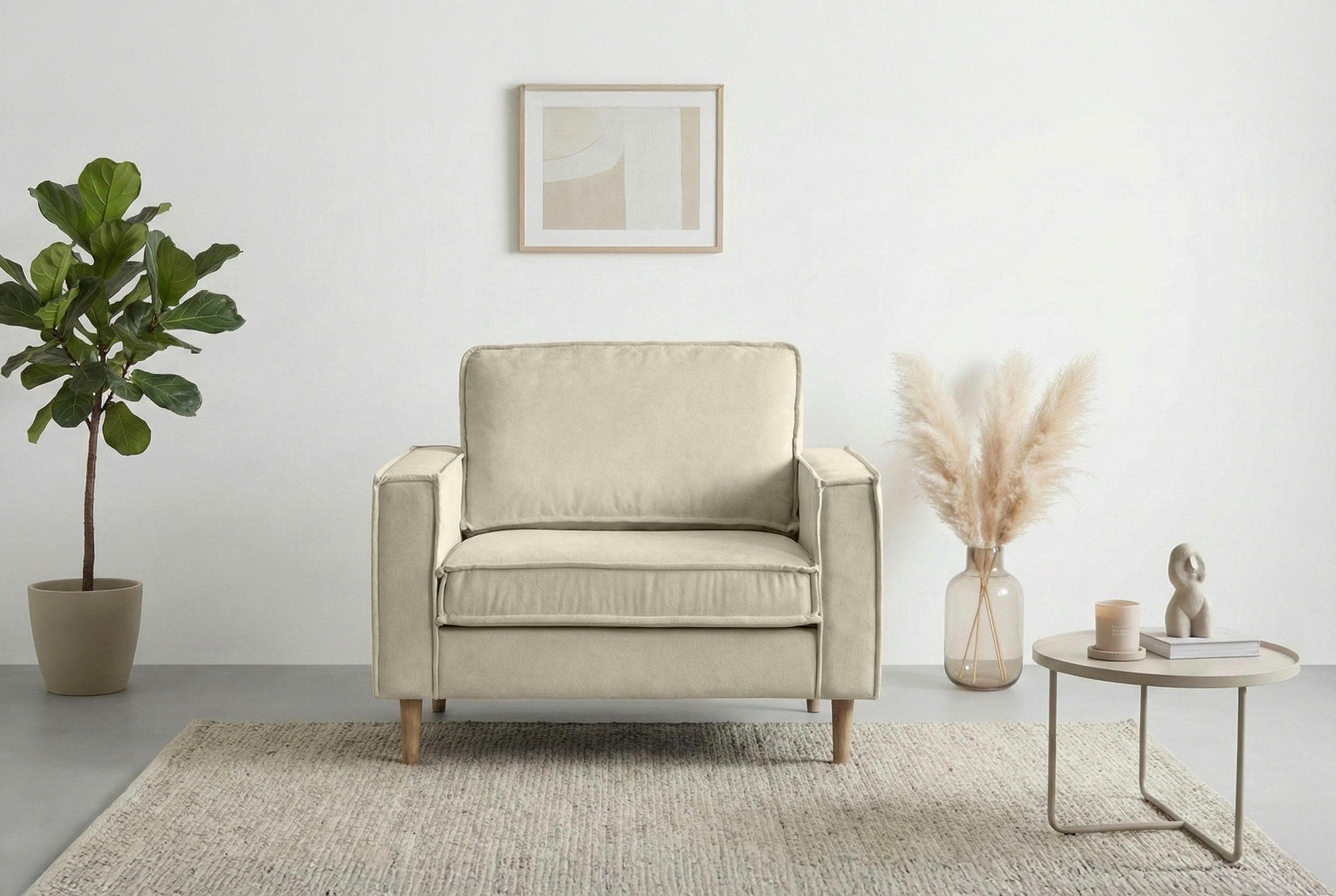 Loveseat Home Affaire Pinto Skandi 105 cm Chenille Creme