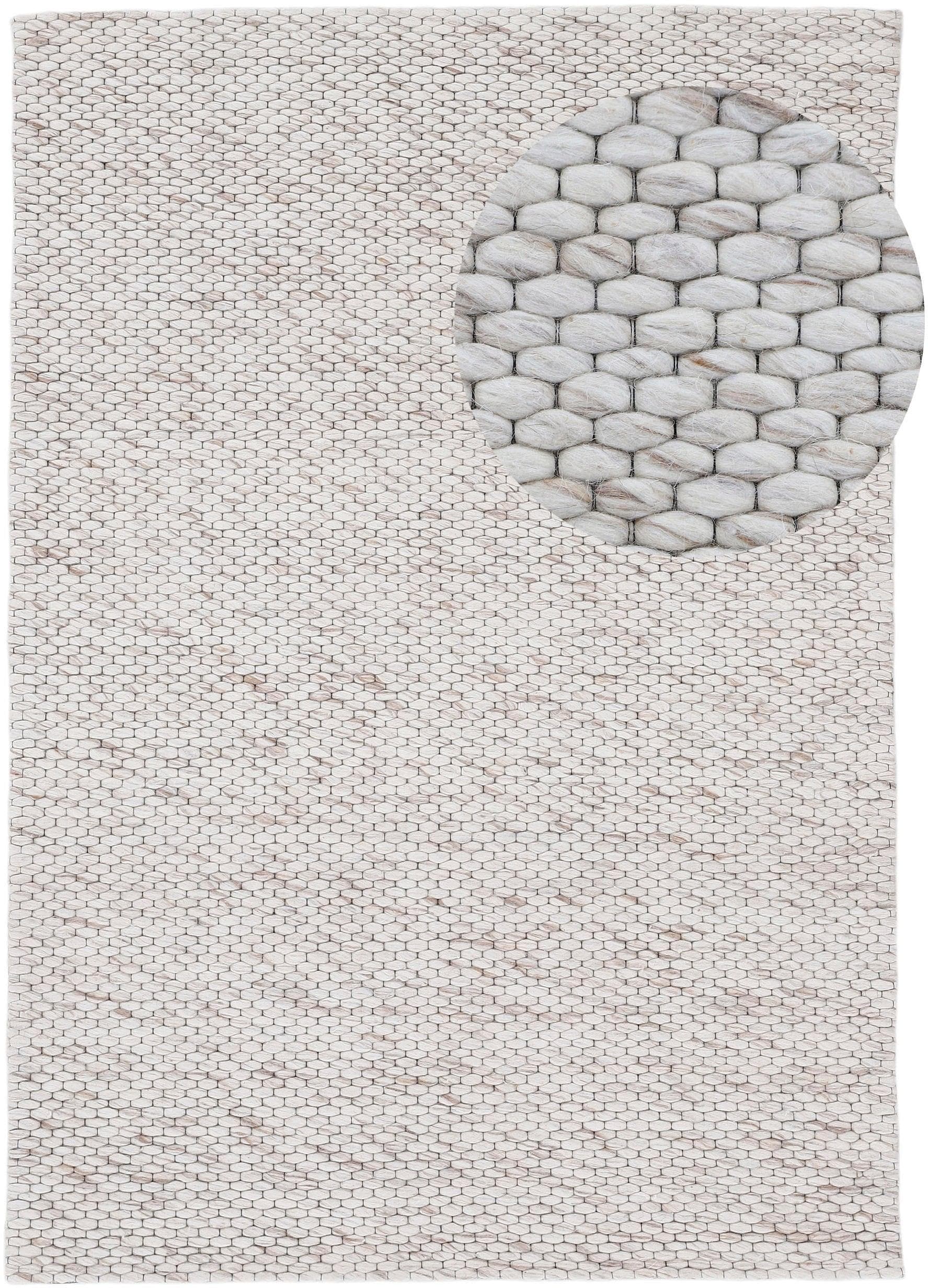 CarpetFine Wollteppich Sina Beige Handgewebt Meliert