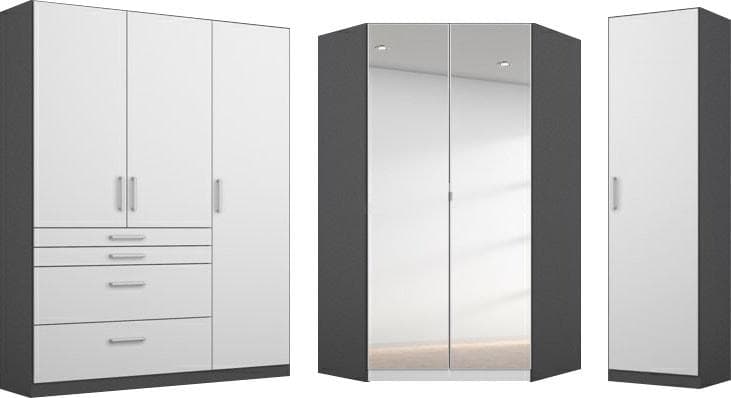 Rauch Homburg Schrank-Set 3-tlg. Weiß/Grau mit Eckschrank