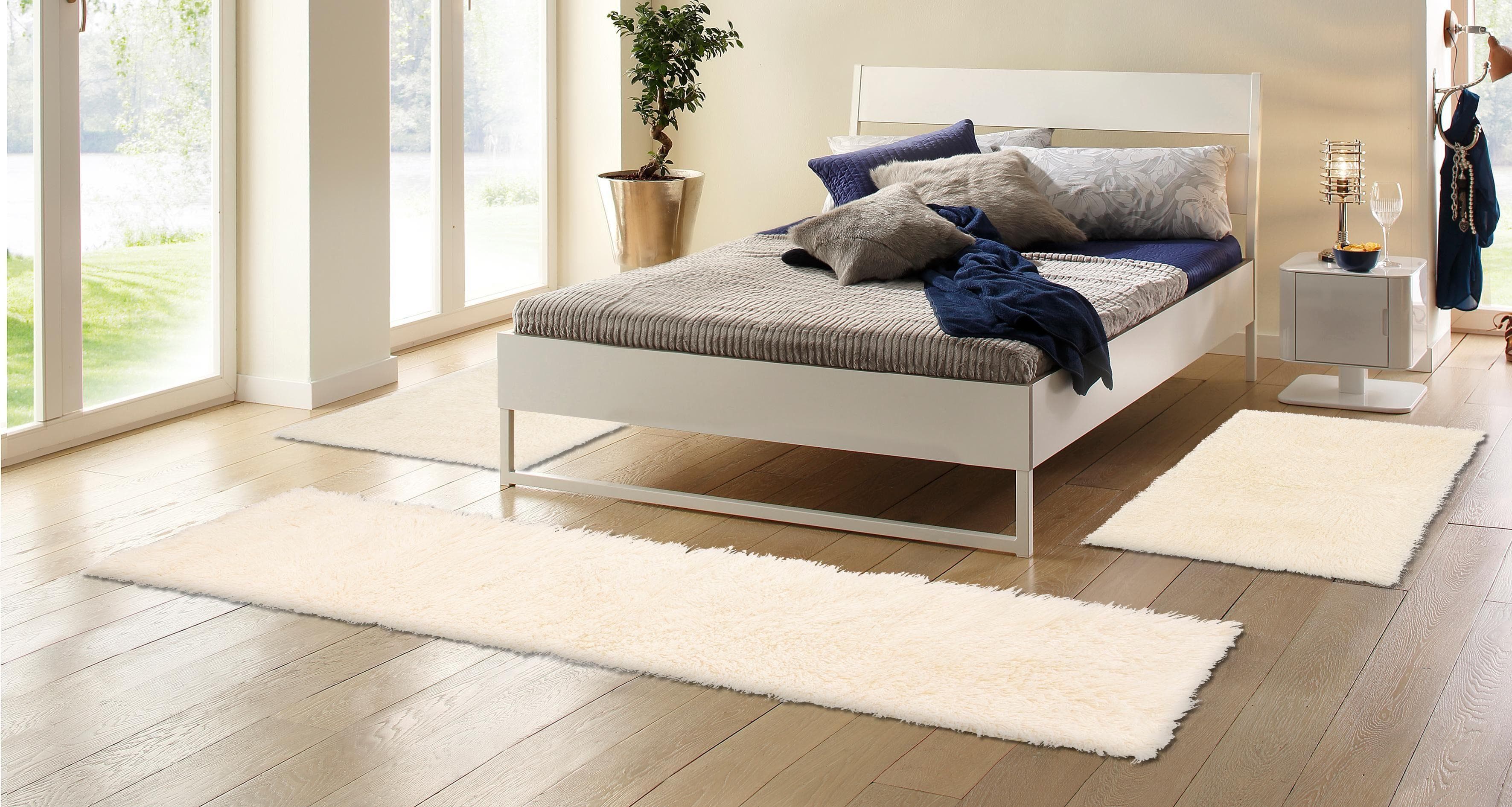 My Home Kjara Flokati Bettumrandung - Handgewebt Wolle