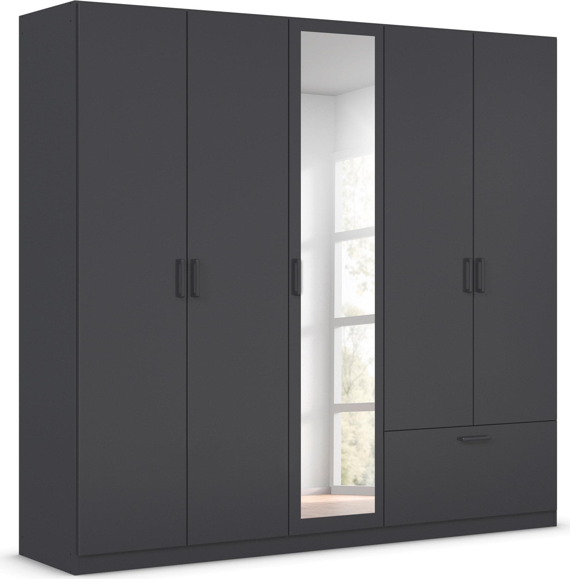 RAUCH BARI Drehtürenschrank Grau Modern mit Schubladen