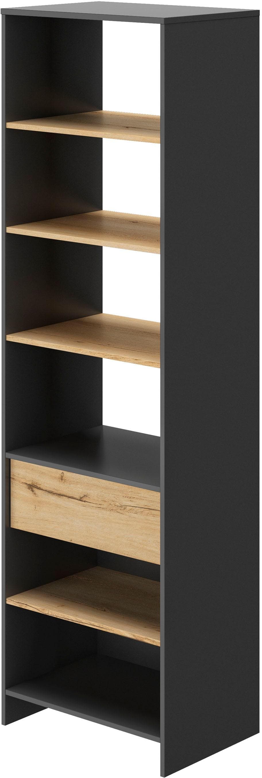 Schranksystem GAMI "Mimizan" Schwarz/Eiche Helvezia Spanplatte