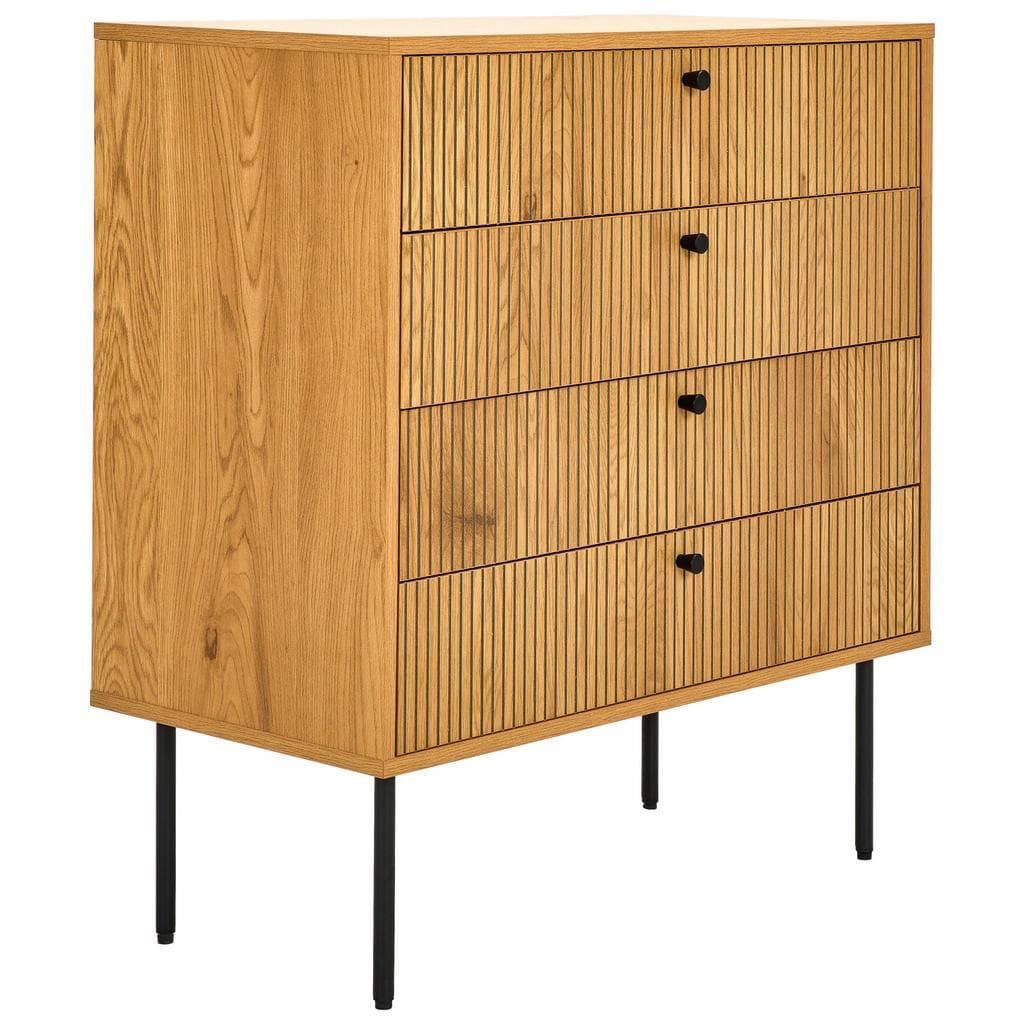 Carryhome Kommode Line Eiche Metall 4 Schubladen