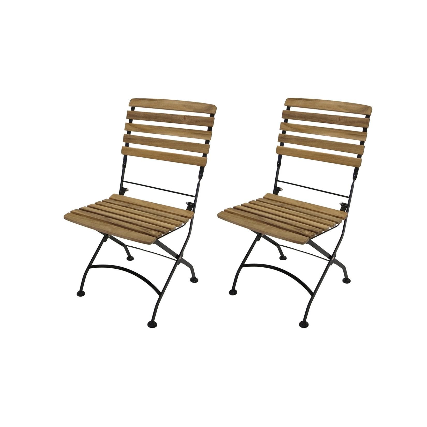 DEGAMO Klappstuhl JAKARTA Flachstahl Schwarz Teakholz 2-er Set