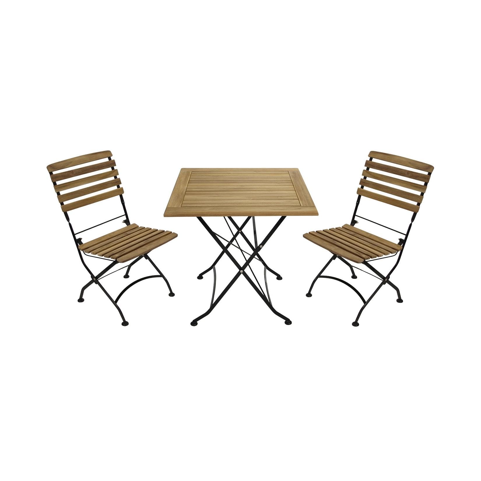 DEGAMO Klappgarnitur JAKARTA 3-teilig, Schwarz + Teak