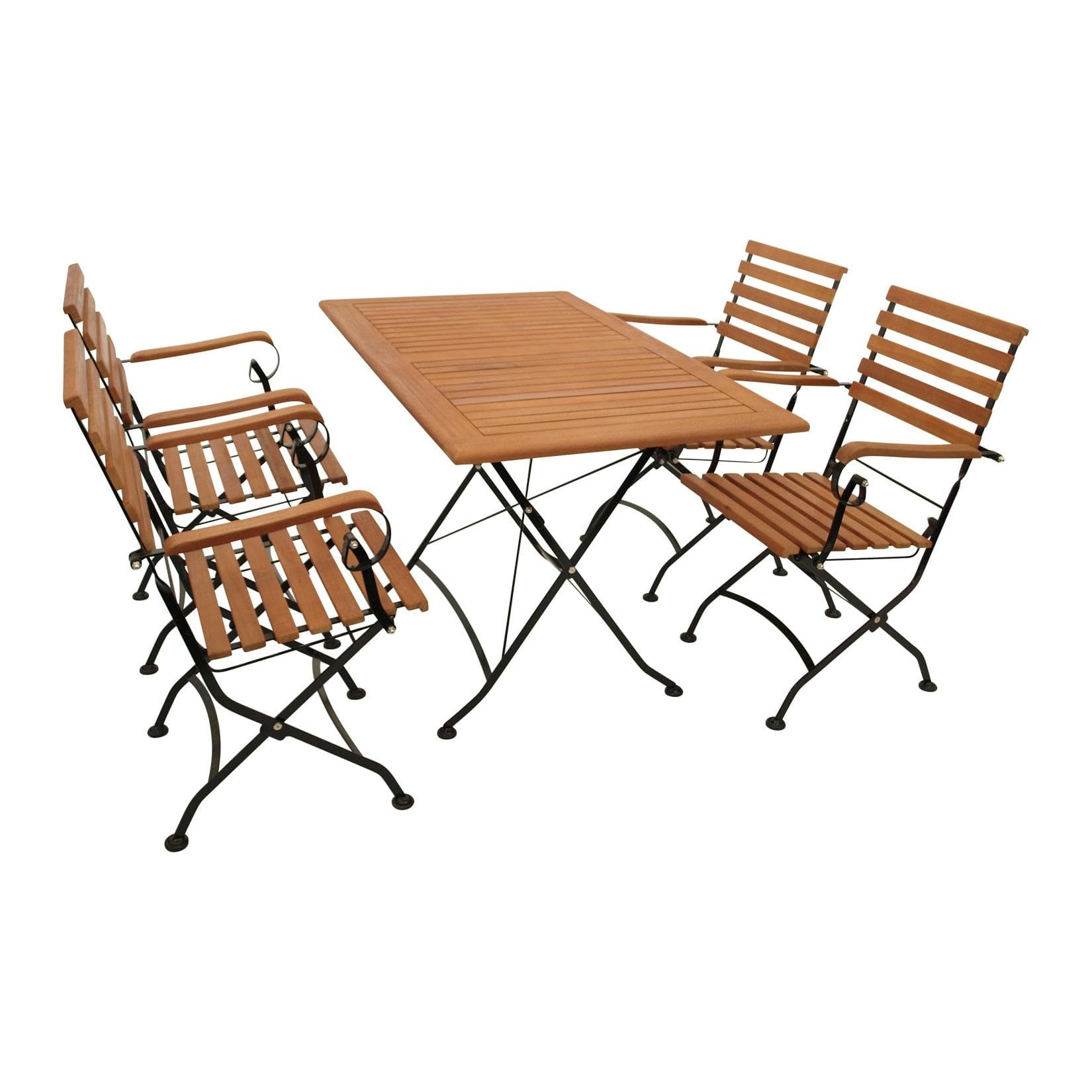 Eckige Essgruppe HOFGARTEN mit 4 Sesseln & Eukalyptus Tisch