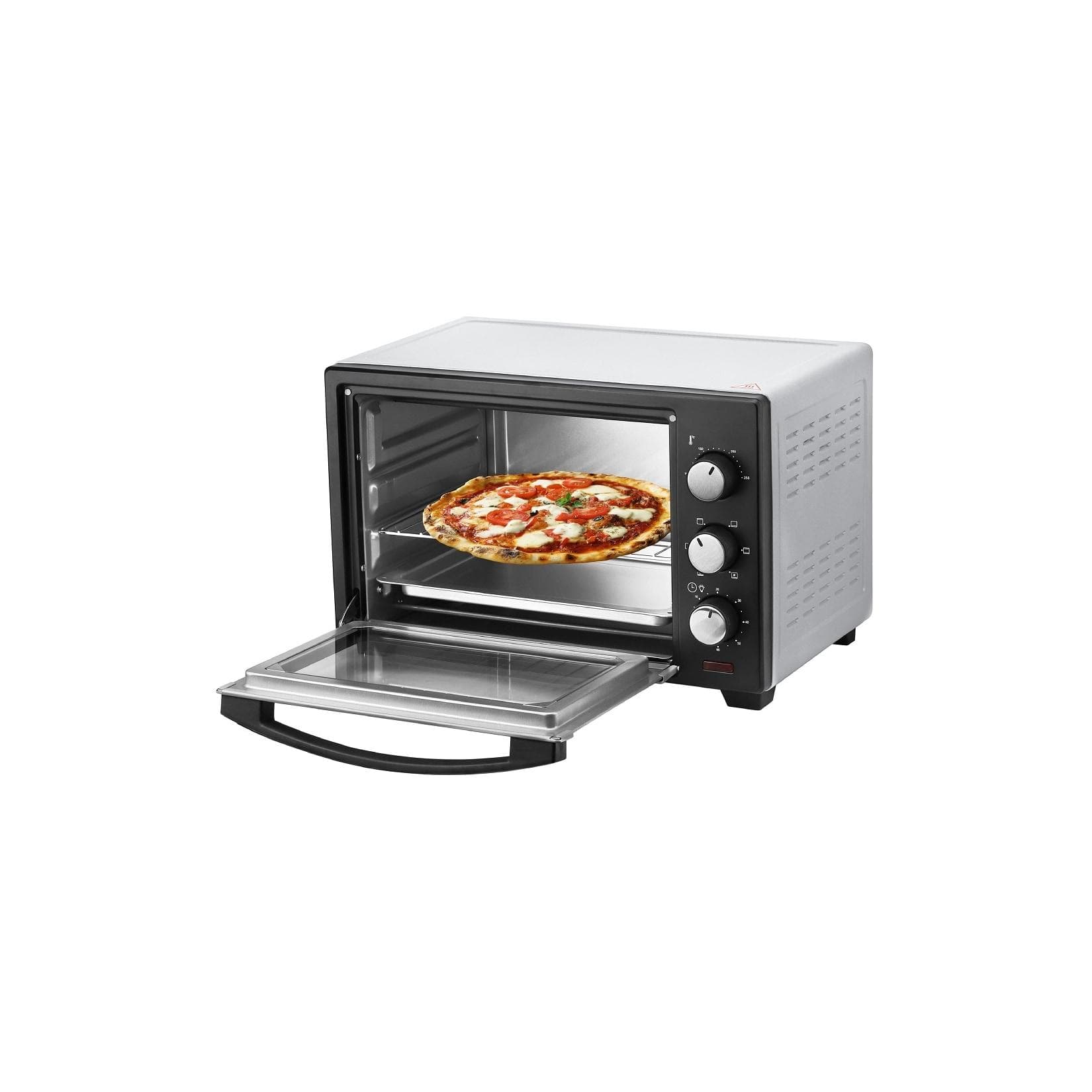 Steinborg Minibackofen Pizzaofen 25L Umluft 1600W Silber