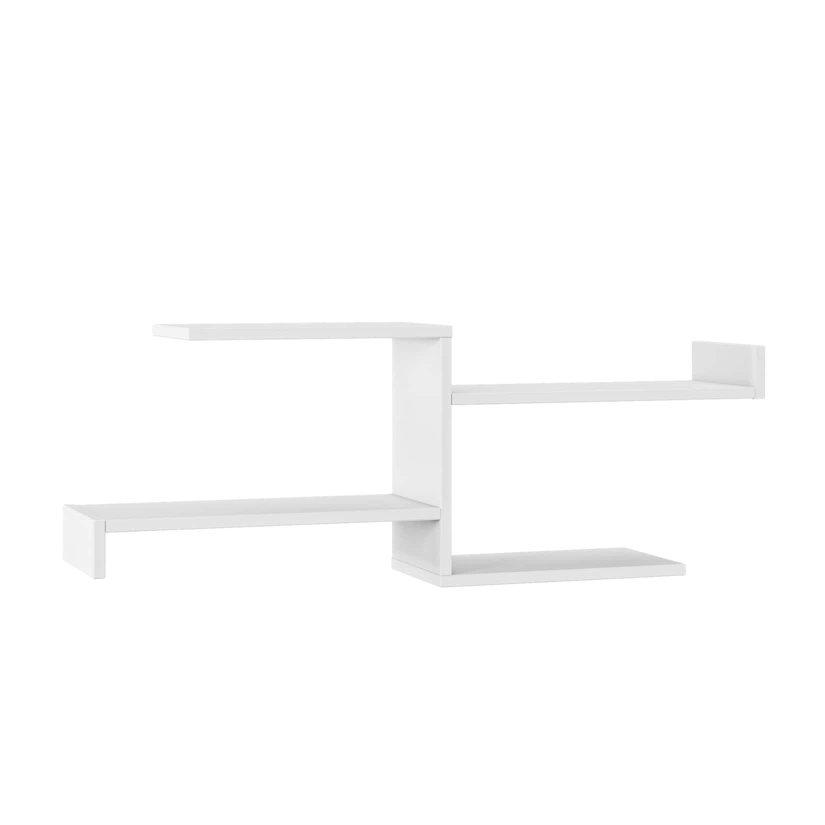 Mein-Regal Wandregal DEROSSO 130x22x39cm MDF Holz bis zu 4 Fächer Weiß