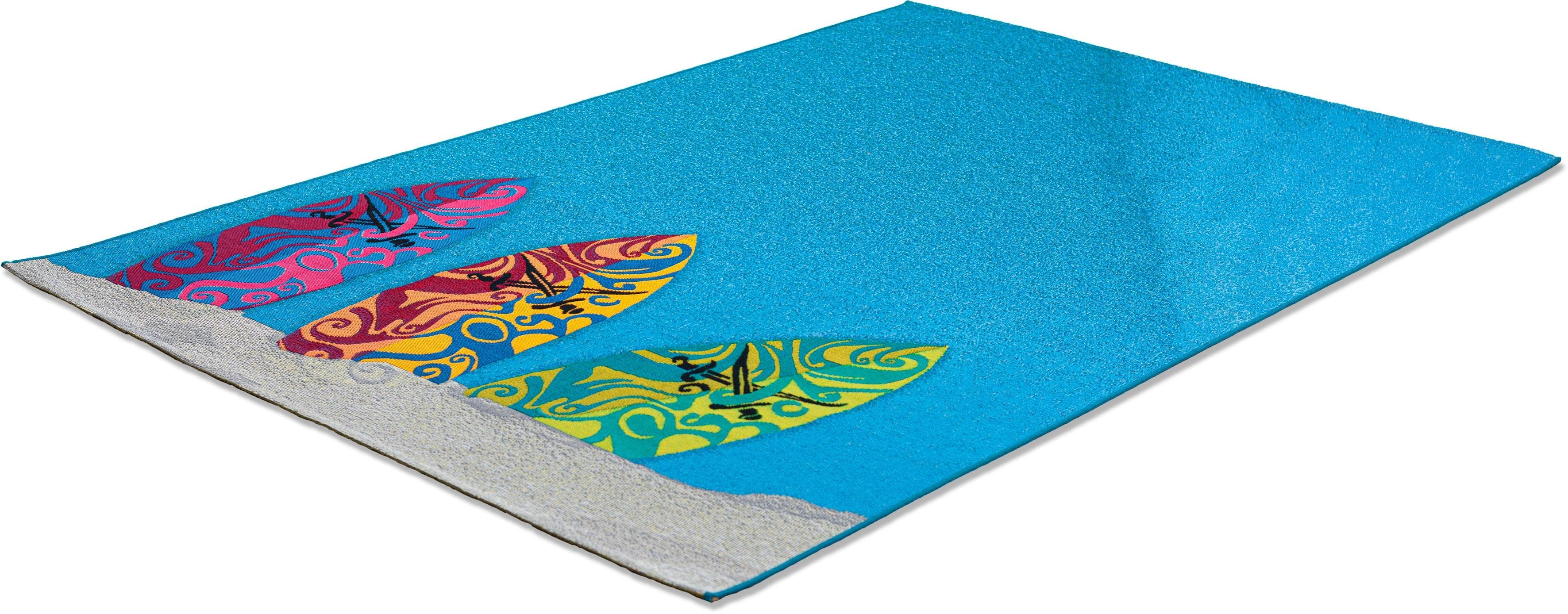 Sansibar Rantum Beach Teppich Blau Outdoor Indoor Polypropylen