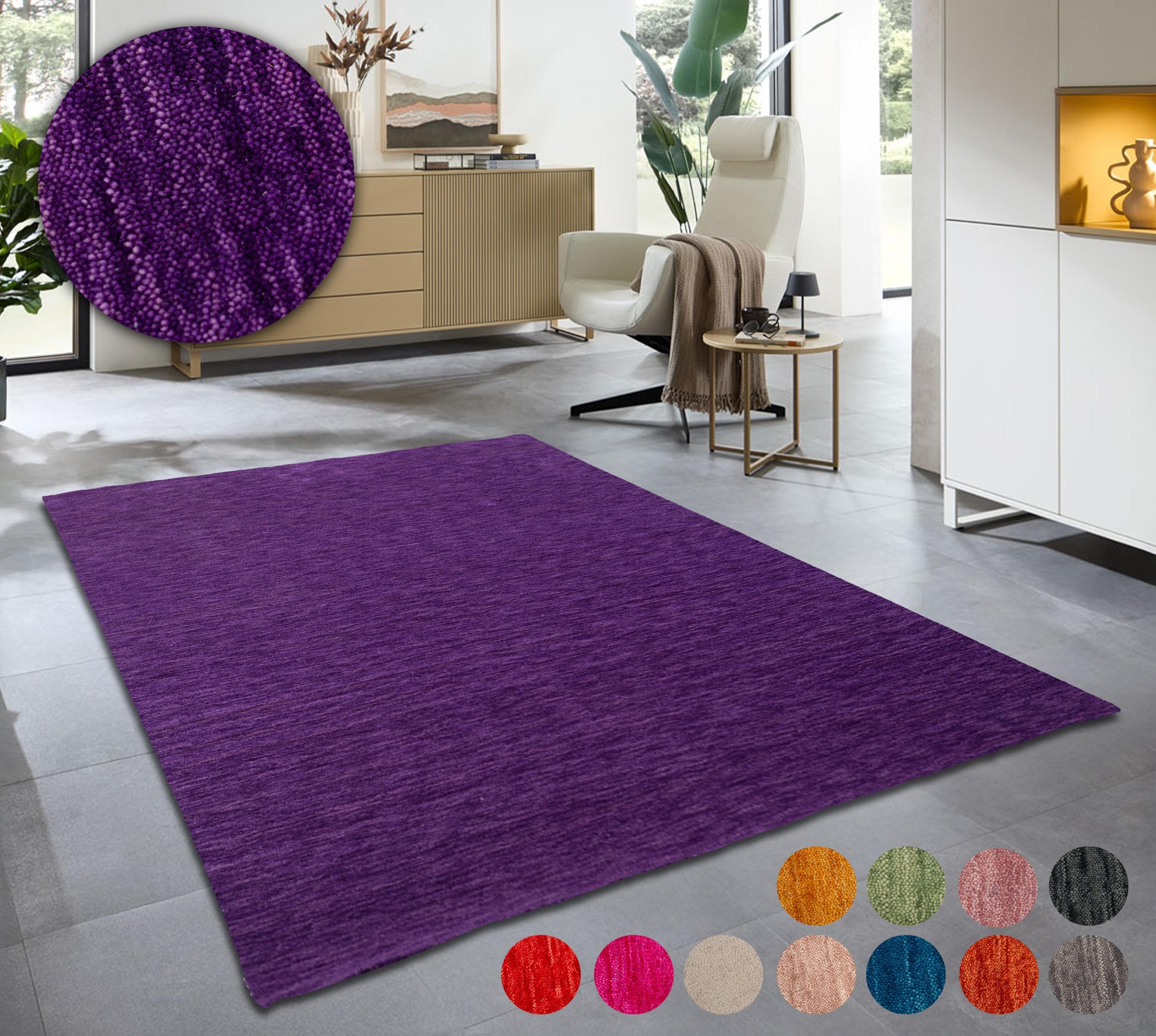 OTTO HOME Wollteppich Karchau Lila Handgewebt Meliert