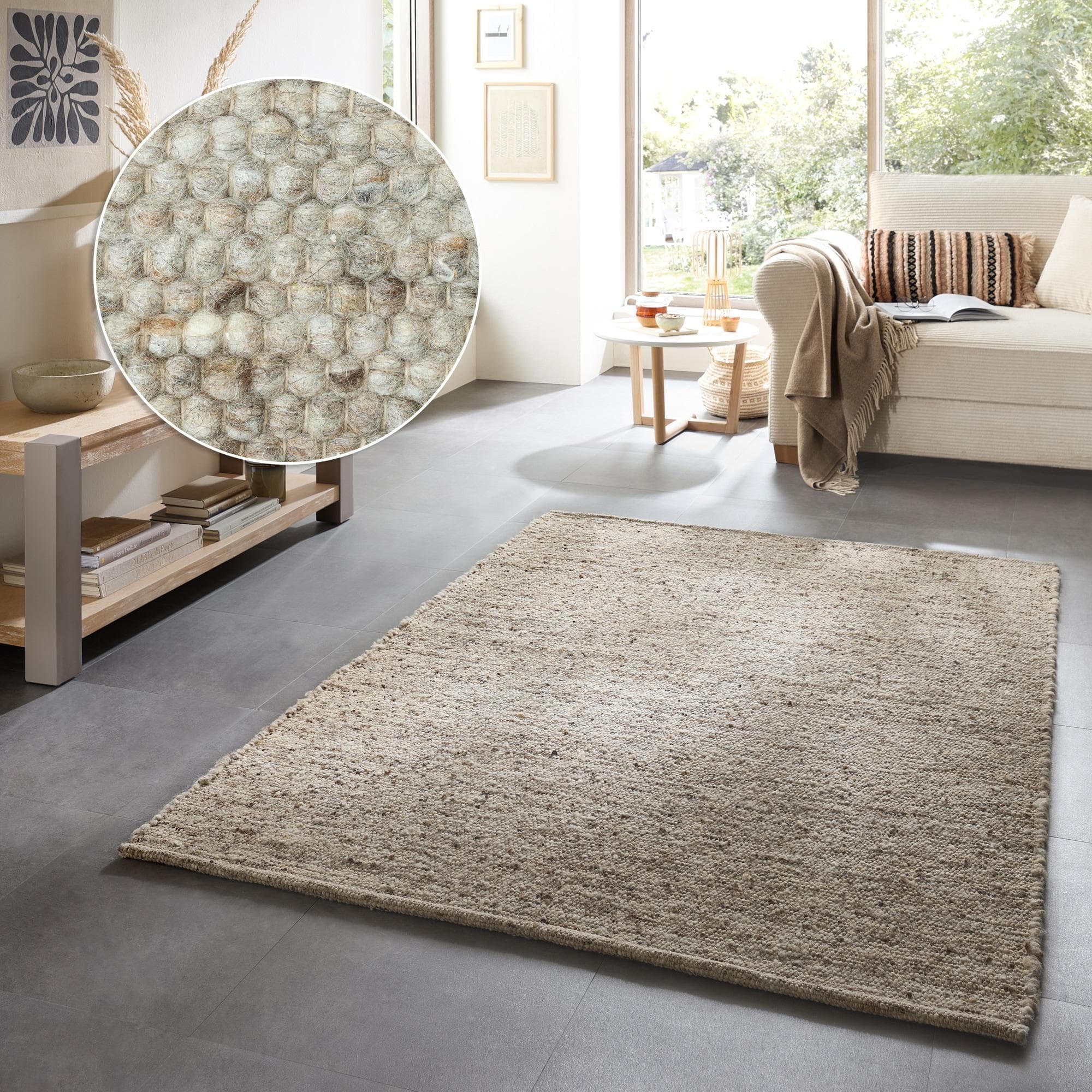 OTTO HOME Wollteppich Greith Beige Meliert Handgewebt