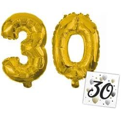 Procos Folienballons 30. Geburtstag 33cm Gold + Servietten 30