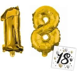 Procos Folienballons Zahlen 1 & 8 18. Geburtstag 33cm Gold