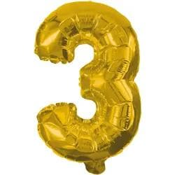 Procos Folienballon Zahl 3 Gold 31cm