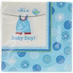 Amscan 511491 Servietten Baby Boy! 16 Stück Blau 33x33 cm