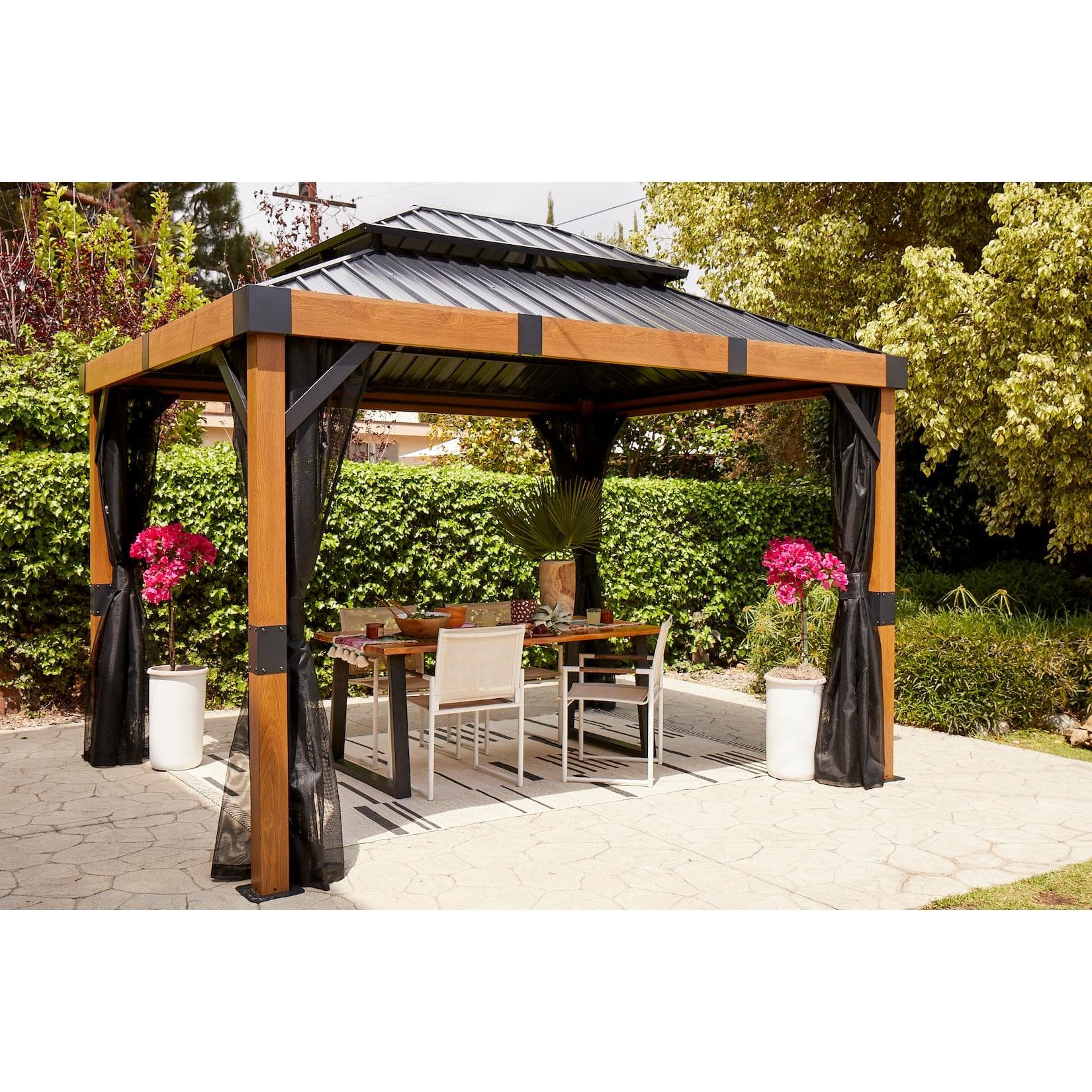 Pavillon Fontana aus Aluminium und Stahlblech, Braun