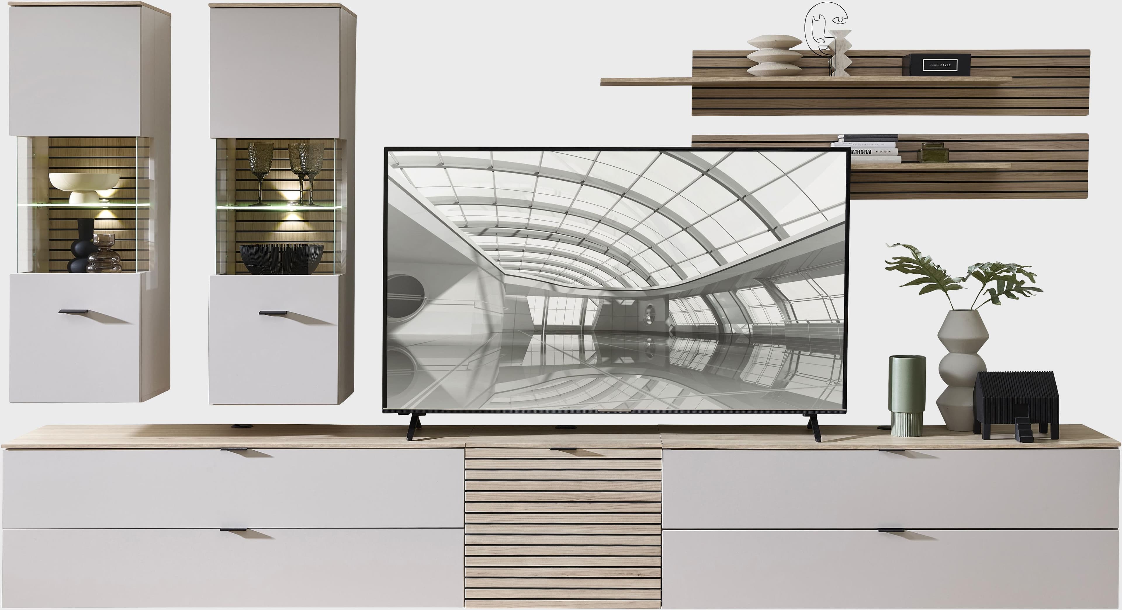 Wohnwand Innostyle - Holzwerkstoff, MDF, Metall, ABS-Kunststoff, Glas