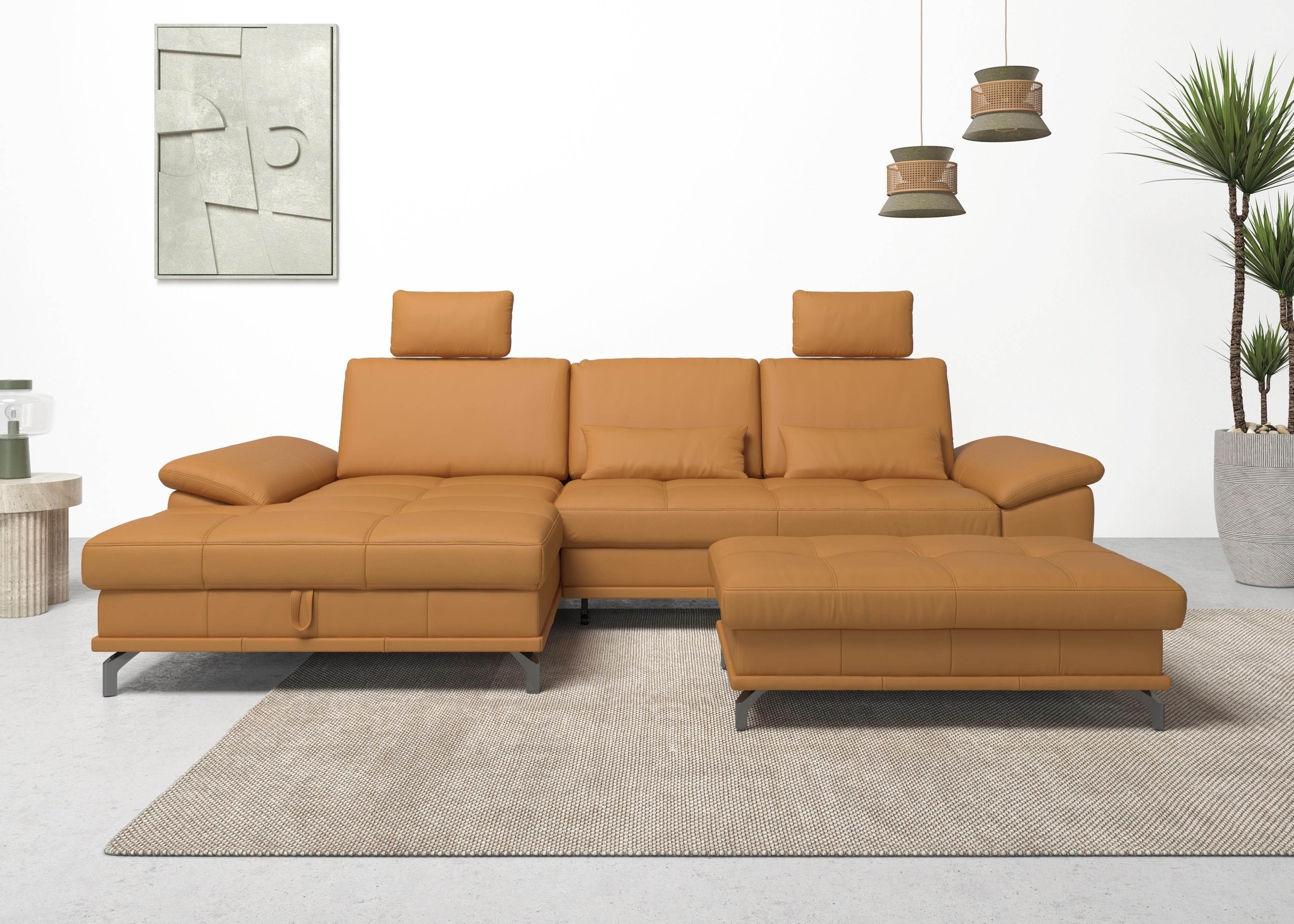 OTTO HOME Ecksofa Costello L-Form Curry mit Sitztiefenverstellung & Bettkasten
