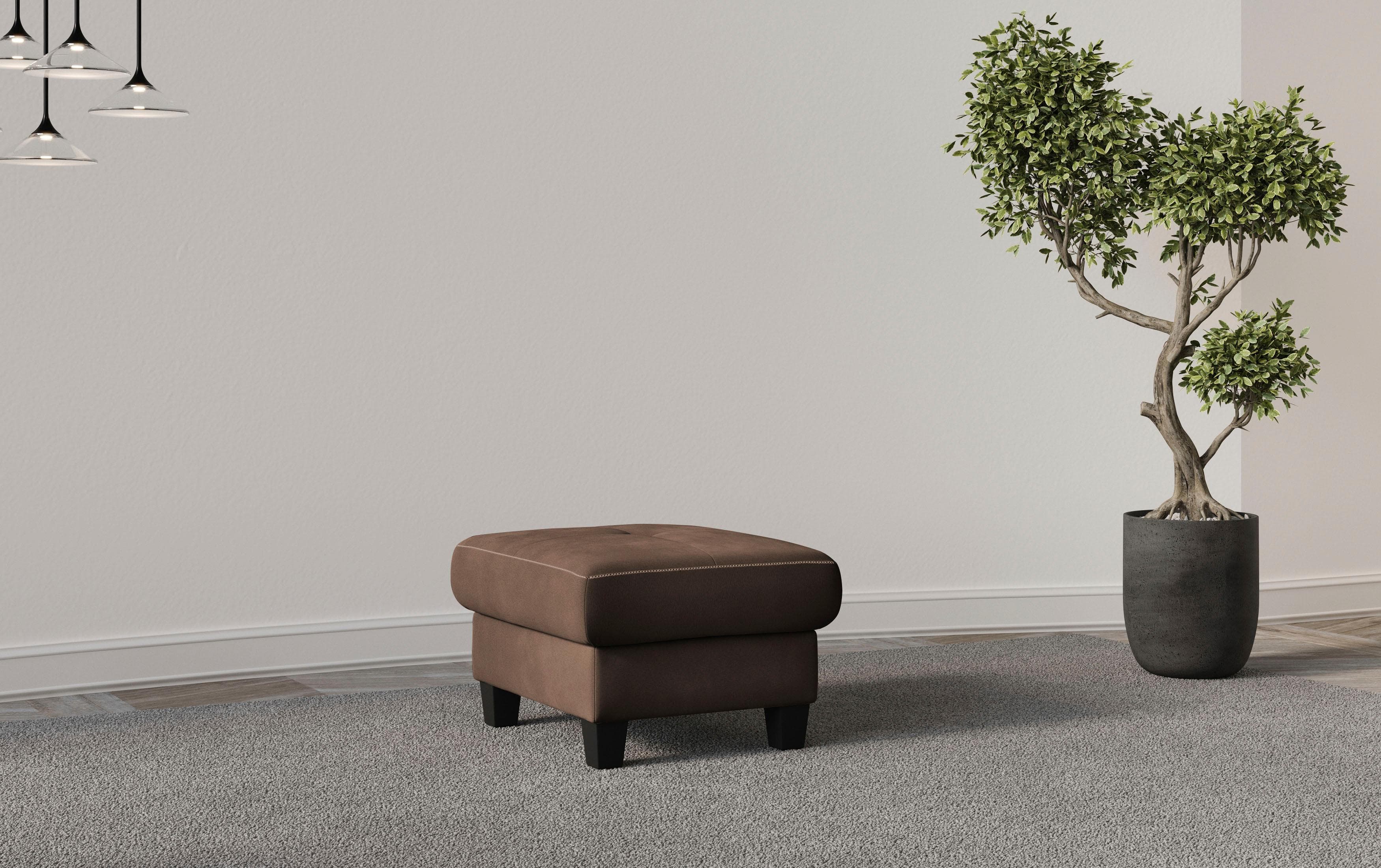Home Affaire Polsterhocker Varese Dunkelbraun Polyester