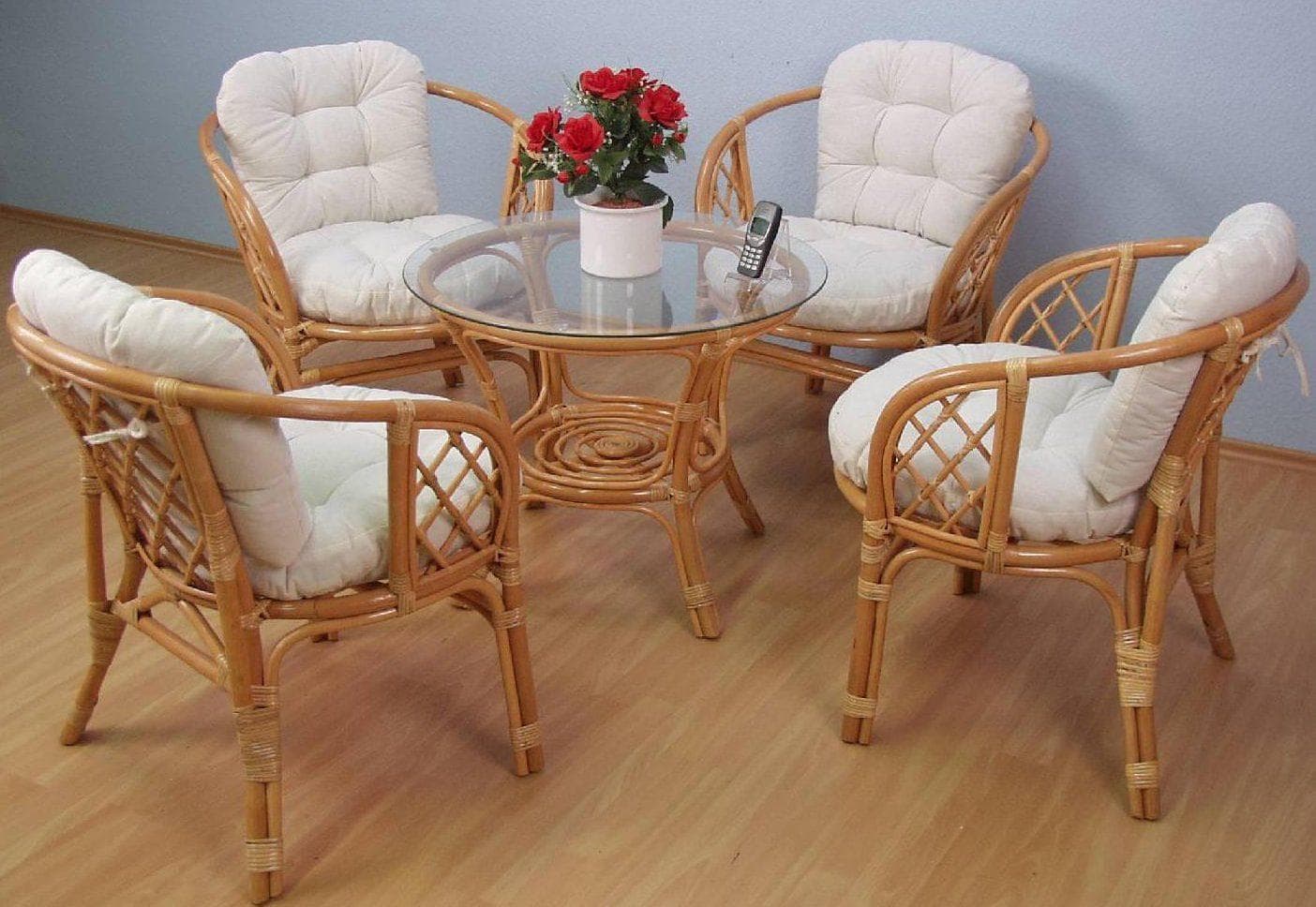 HOME AFFAIRE Essgruppe 5-tlg. Honigfarben Rattan mit Glasplatte
