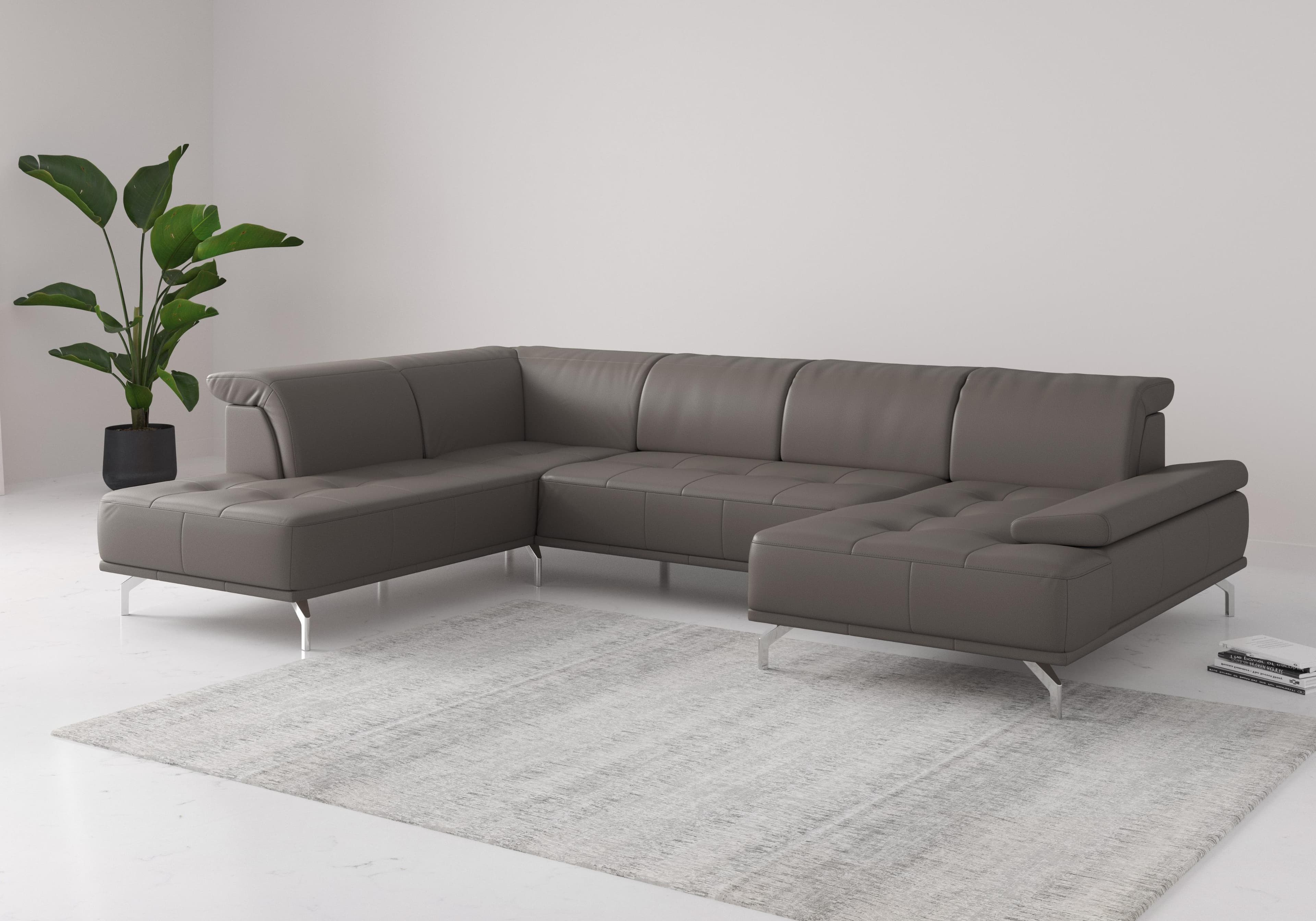 HOME AFFAIRE Wohnlandschaft Caluna Mocca Naturleder mit Sitztiefenverstellung