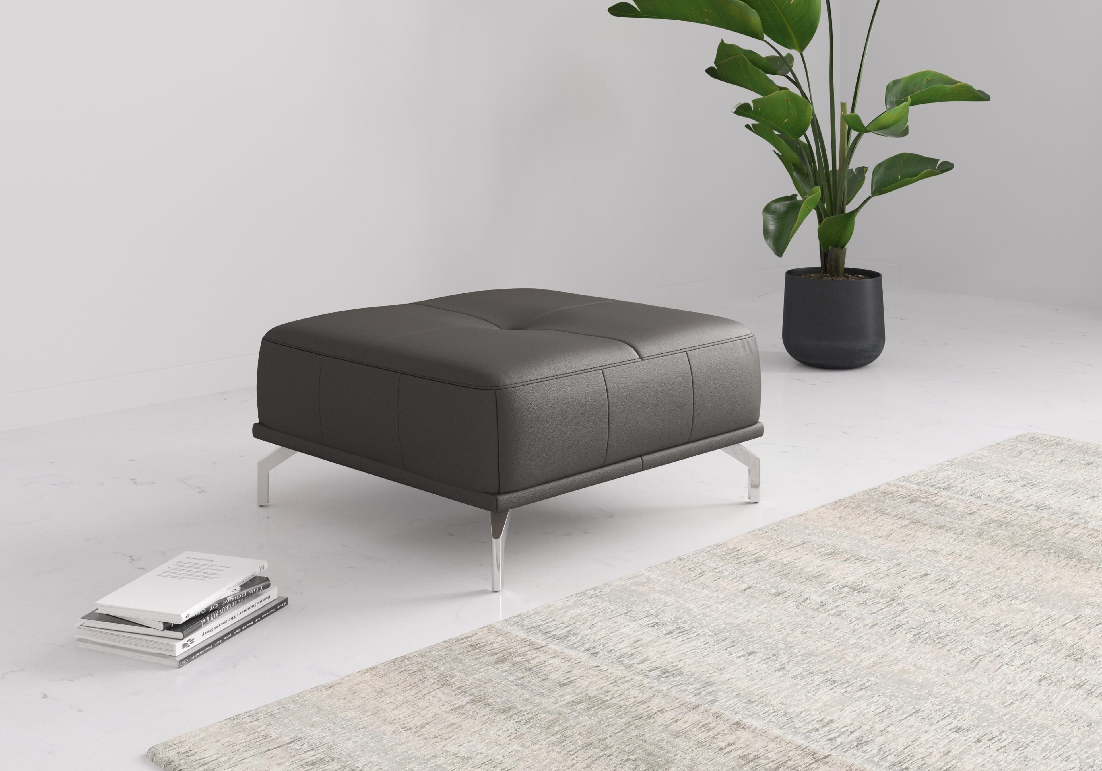 HOME AFFAIRE Polsterhocker Caluna Mocca Naturleder Modern