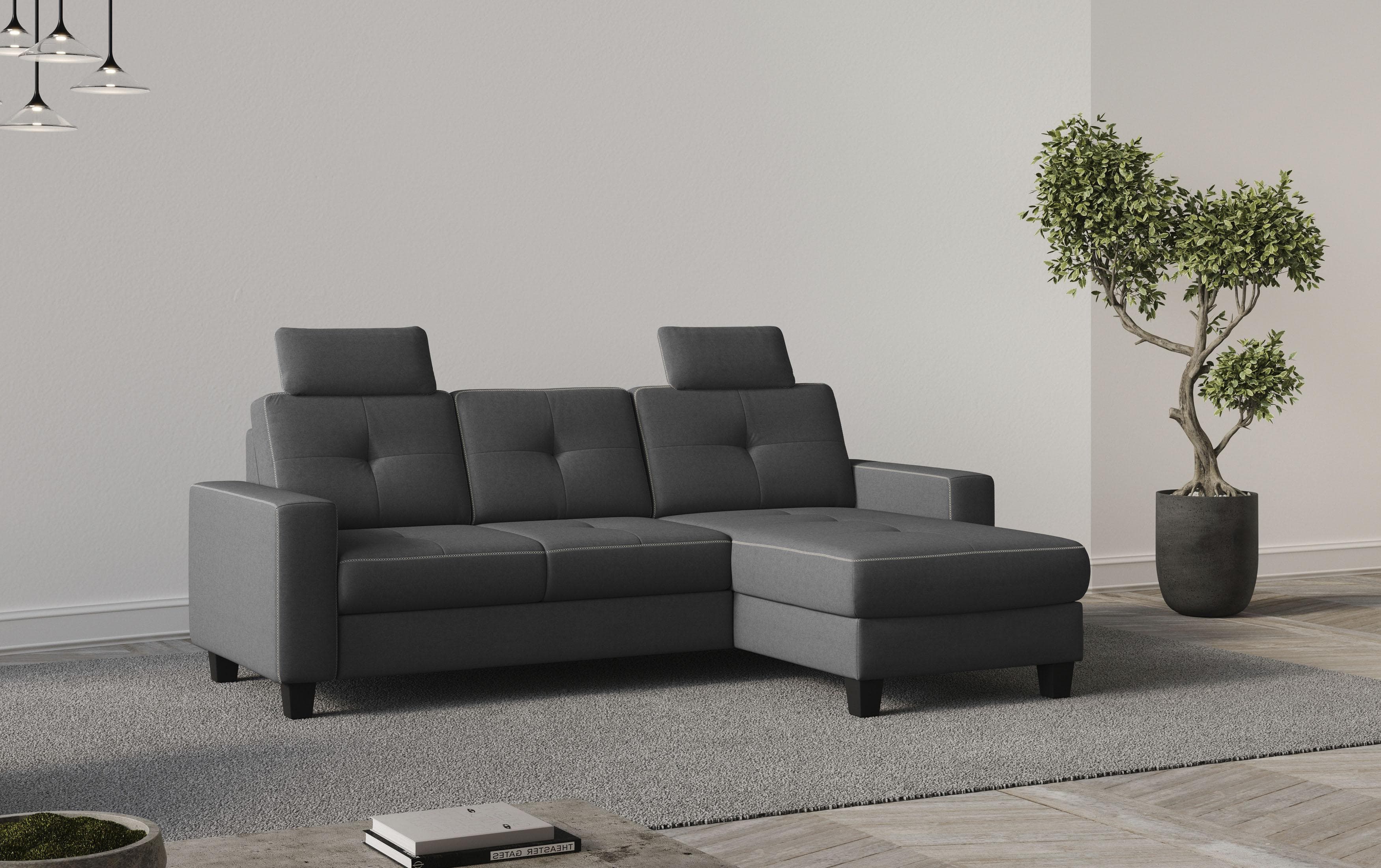 HOME AFFAIRE Ecksofa Varese Dunkelgrau mit Bettfunktion