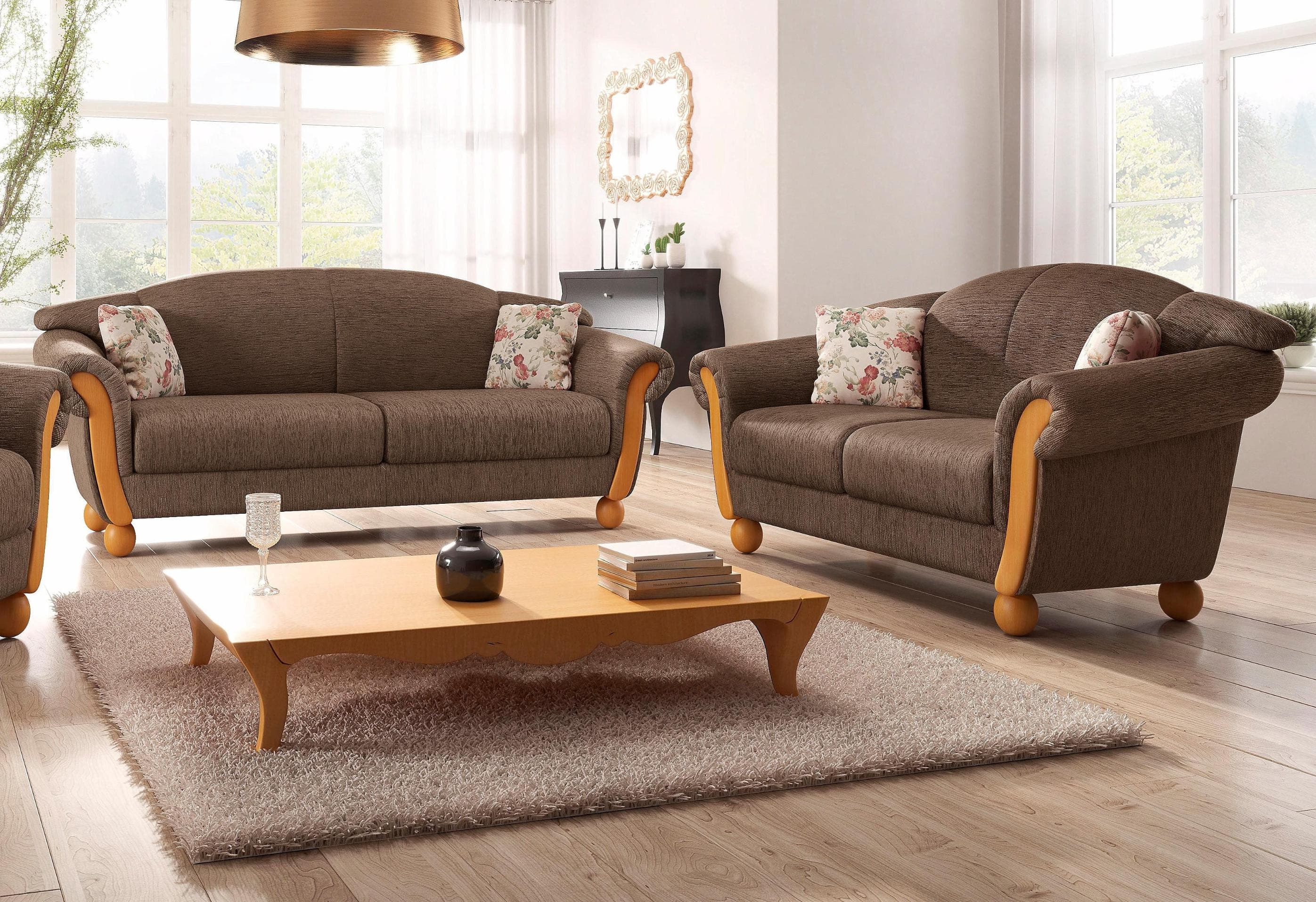 Home Affaire Polstergarnitur Milano Landhausstil Braun 2- und 3-Sitzer
