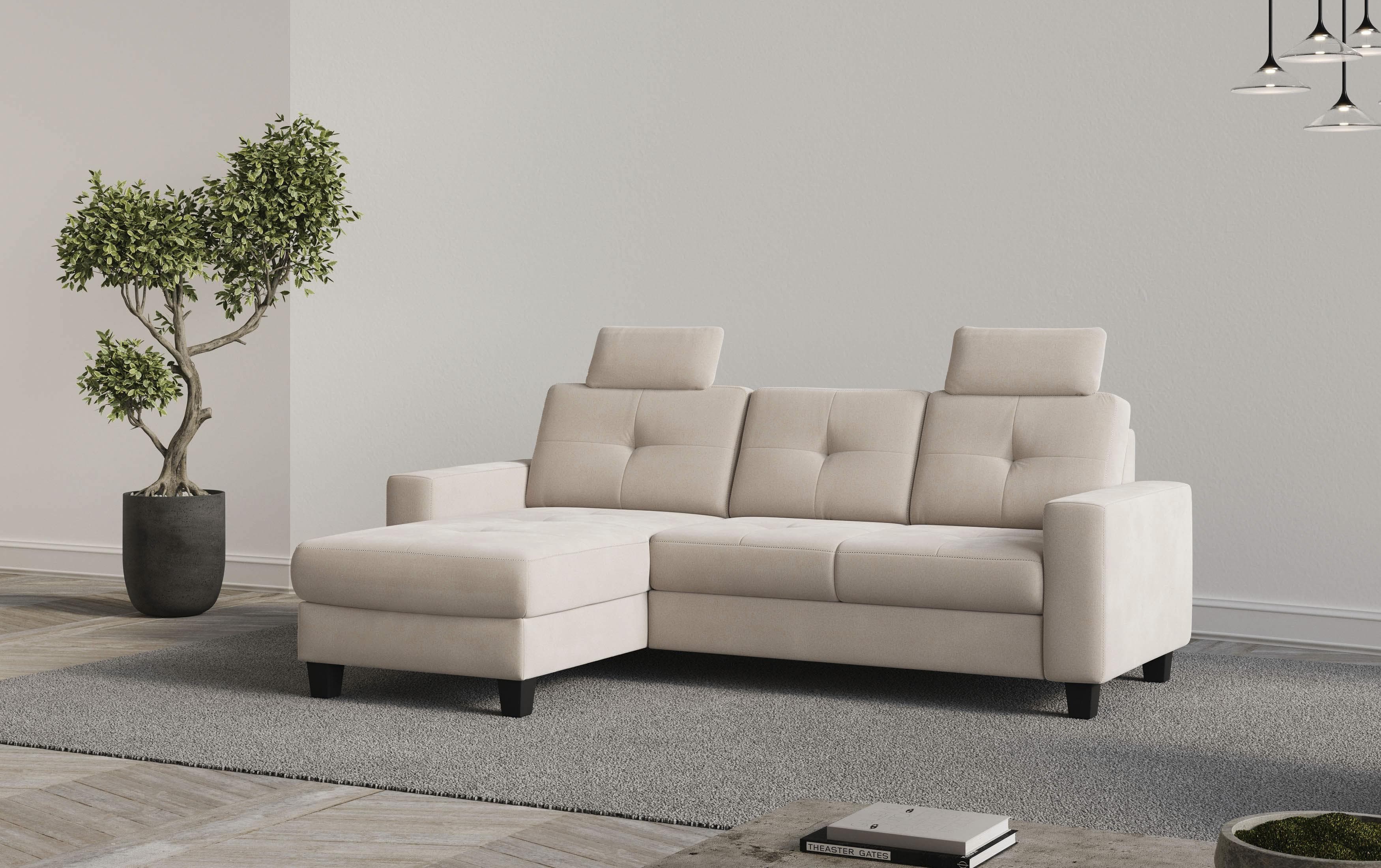 Home Affaire Ecksofa Varese Creme Vintage-Optik mit Recamiere