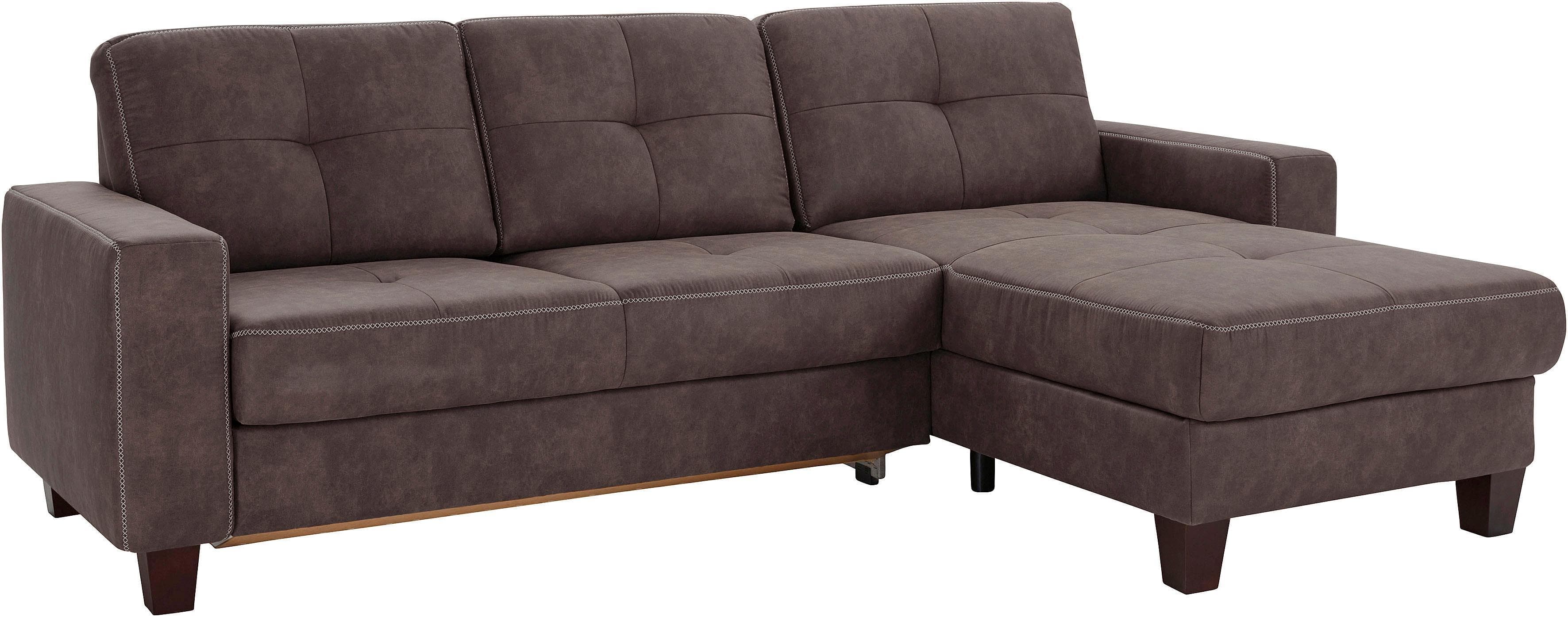Home Affaire Ecksofa Varese Braun Luxus-Microfaser mit Bettkasten