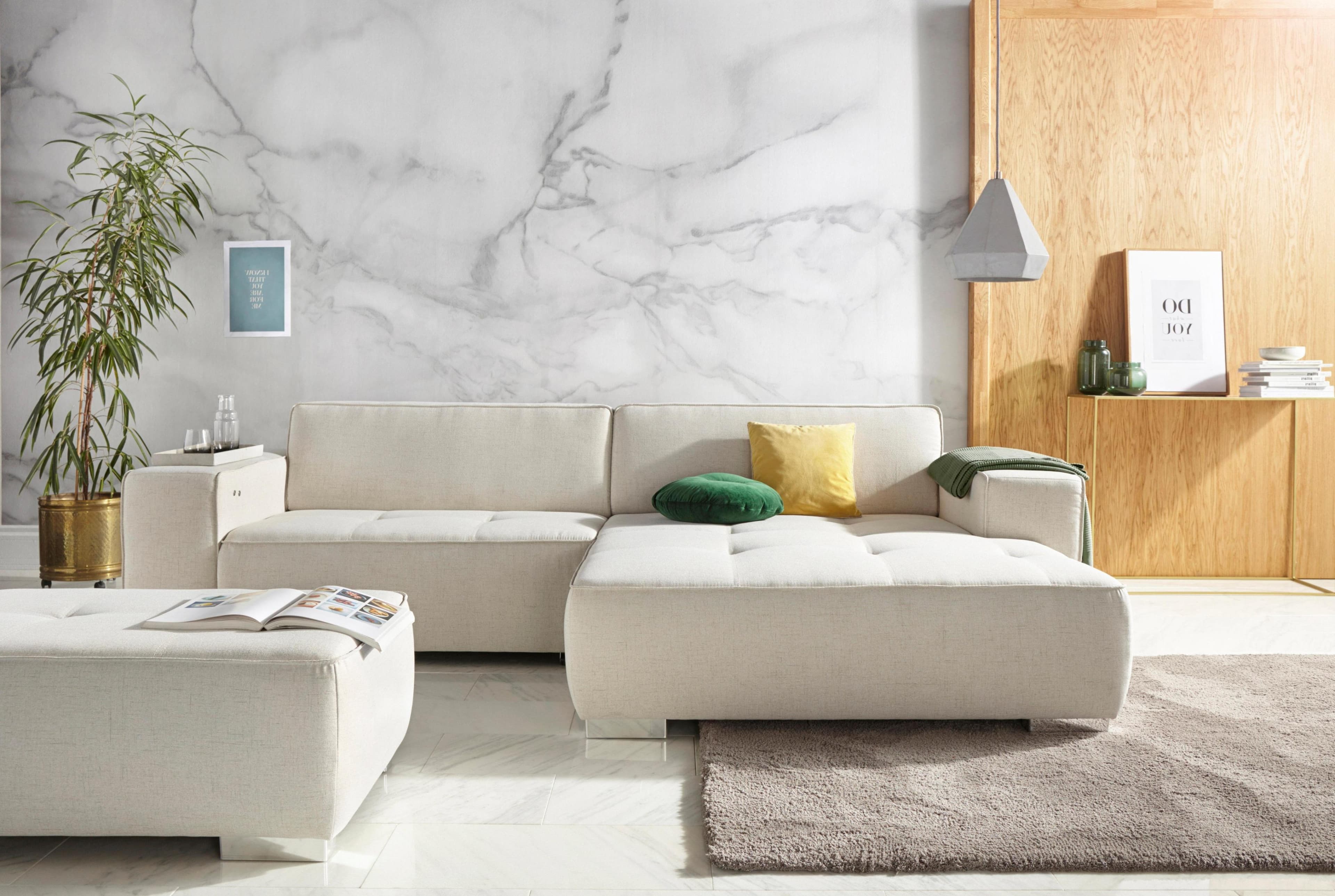Home Affaire Ecksofa Sapporo L-Form Beige mit Bettfunktion