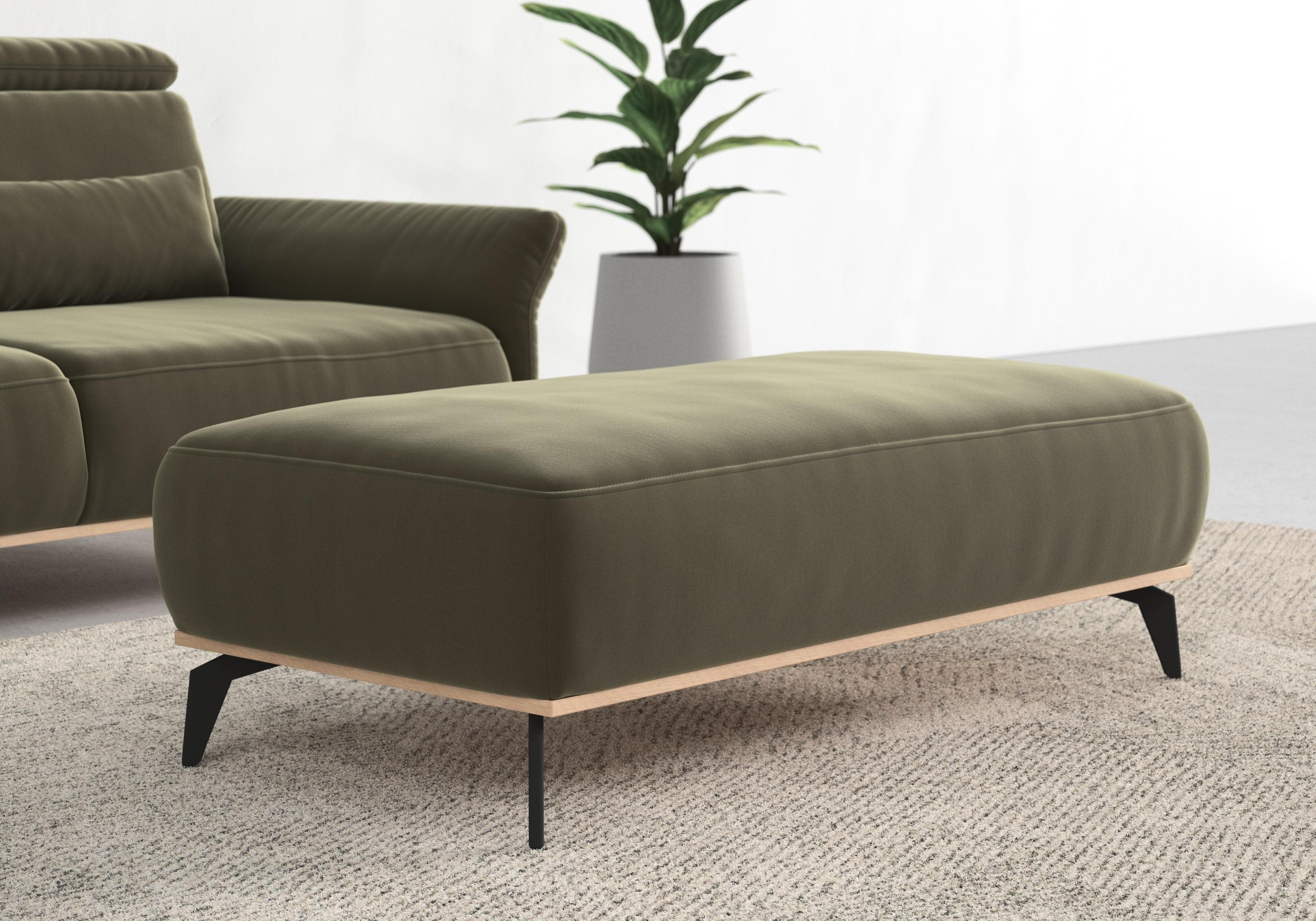 HOME AFFAIRE Polsterhocker Fjord Olive Polyester